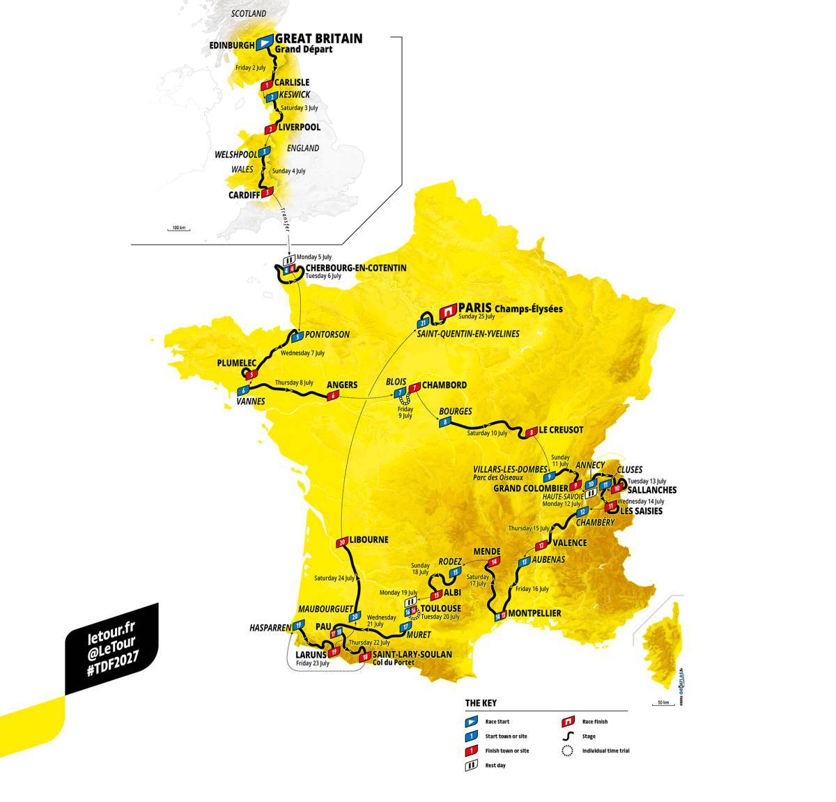 Tour de France 2027 route map