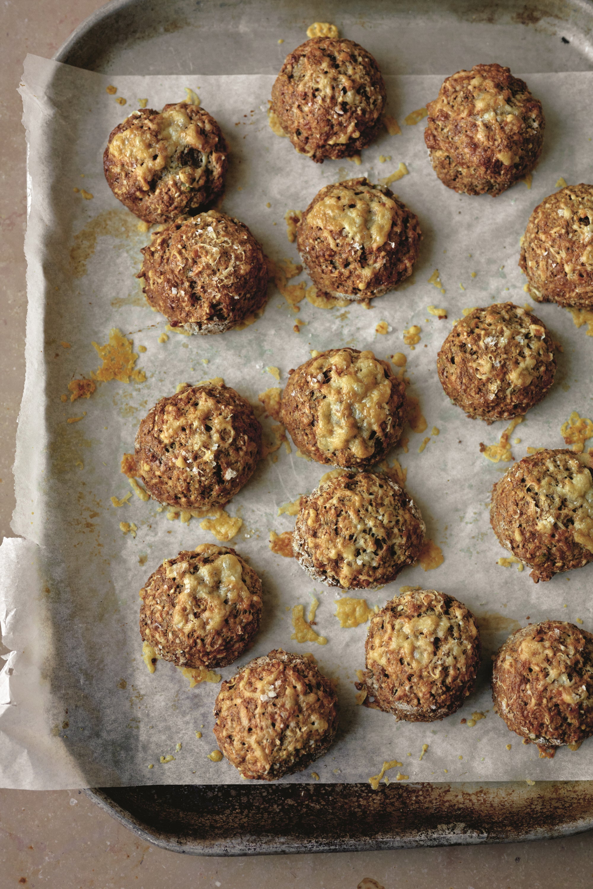 Packed with nuts, seeds and kefir, these savoury scones are particularly good topped with a spoonful of kimchi