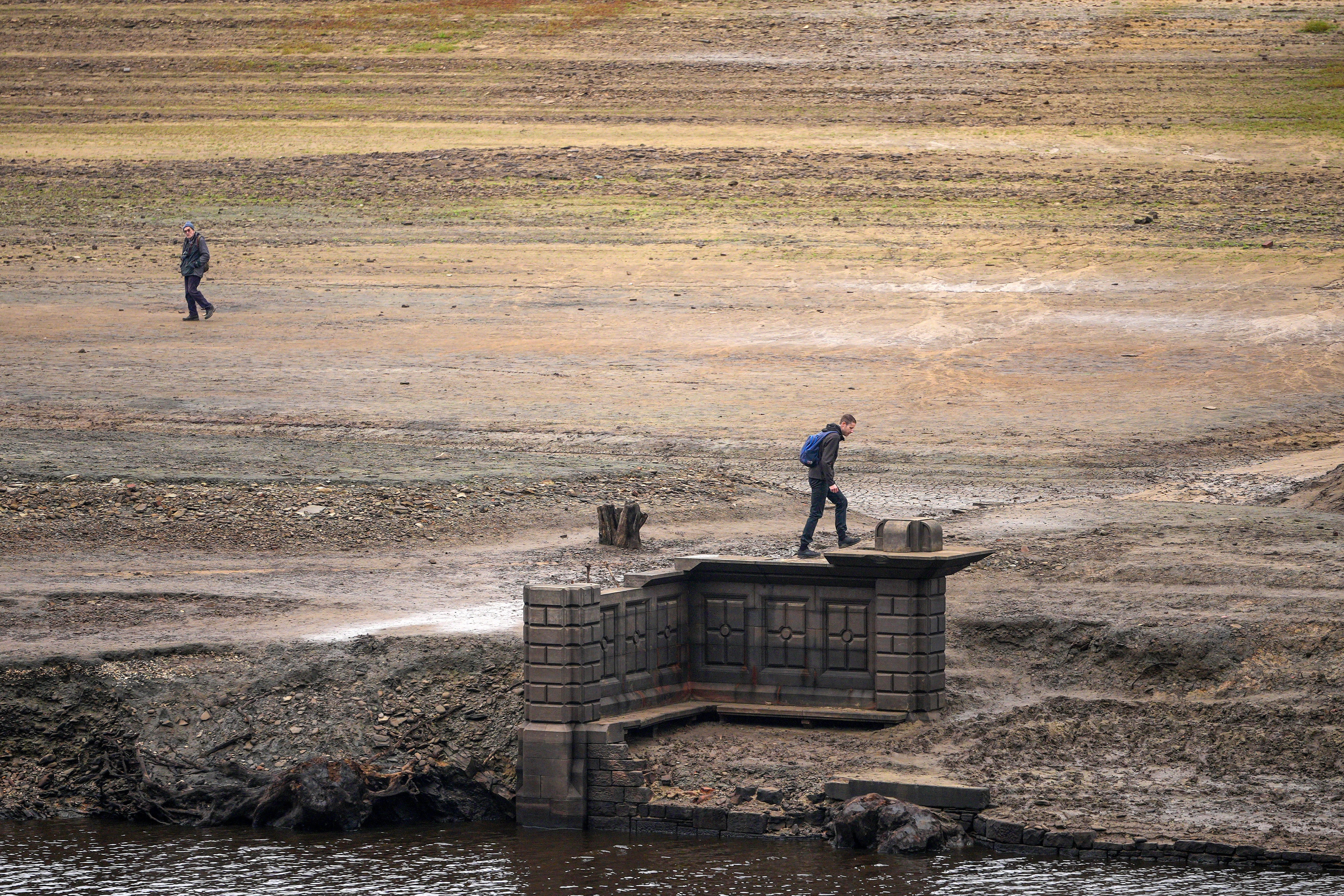Historic ruins have resurfaced as record-breaking heat brings water levels to a low