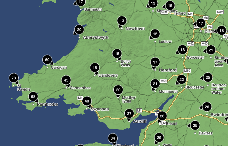 Parts of Wales could see winds reach 70mph at 6am on Friday