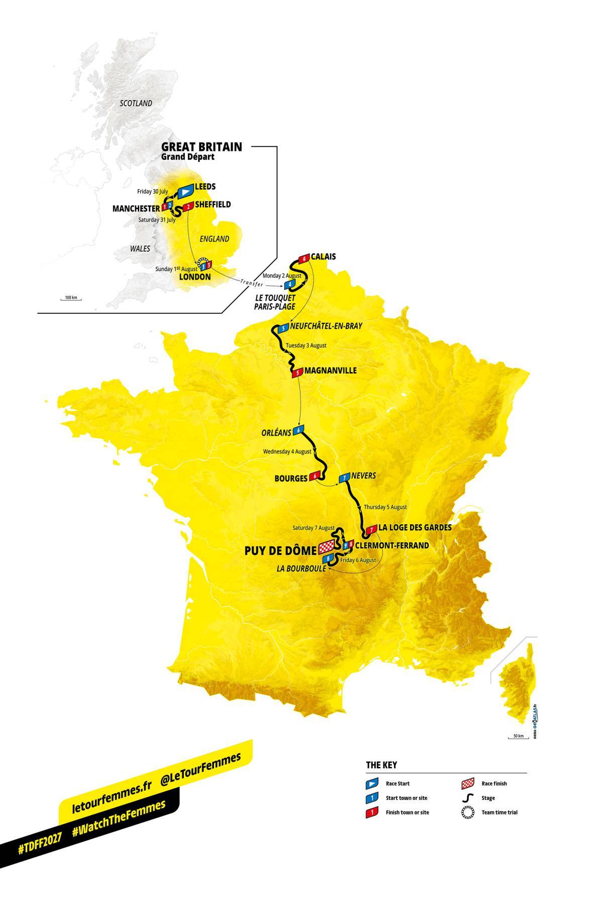 Tour de France Femmes 2027 map