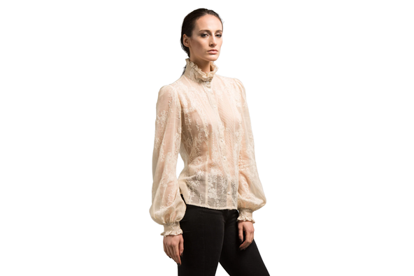 Judy R Clark cream Victorian lace shirt