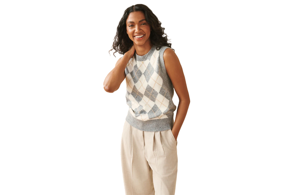 Laura Ashley argyle wool tank top