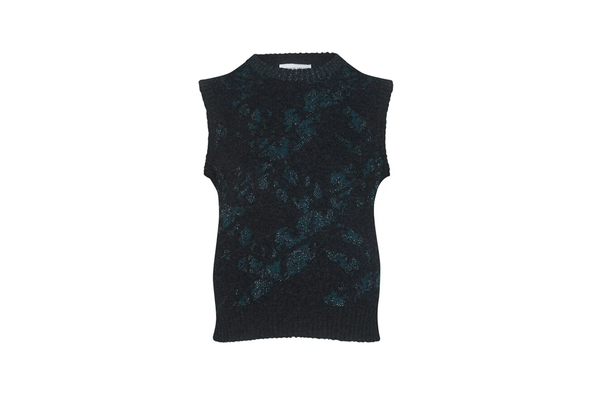 Genevieve Sweeney lin lambswool jacquard knitted vest charcoal