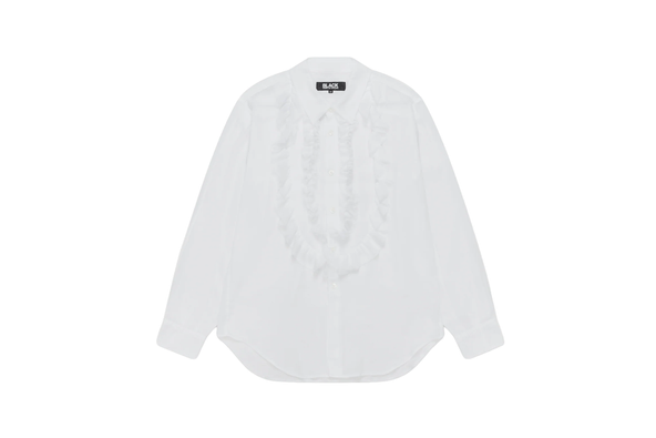 Black Comme Des Garçons ruffled polyester shirt
