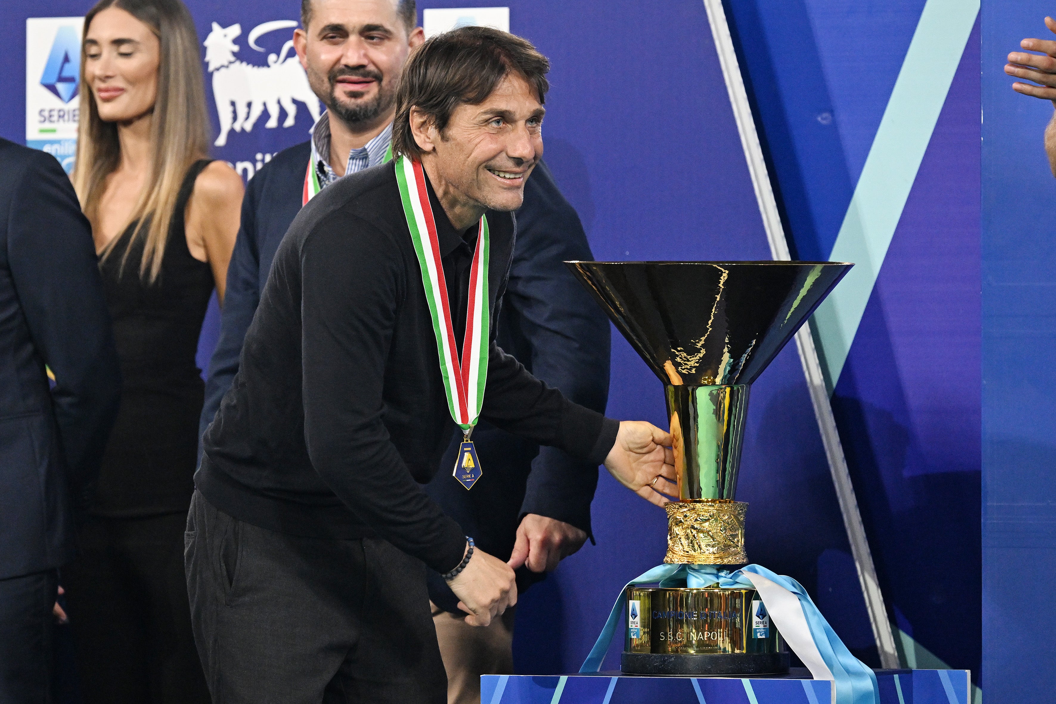 Conte spent two years at Napoli and won Serie A in his first season at the club