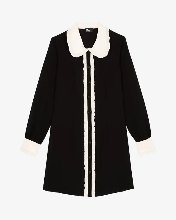 The Kooples short black dress with contrasting collar