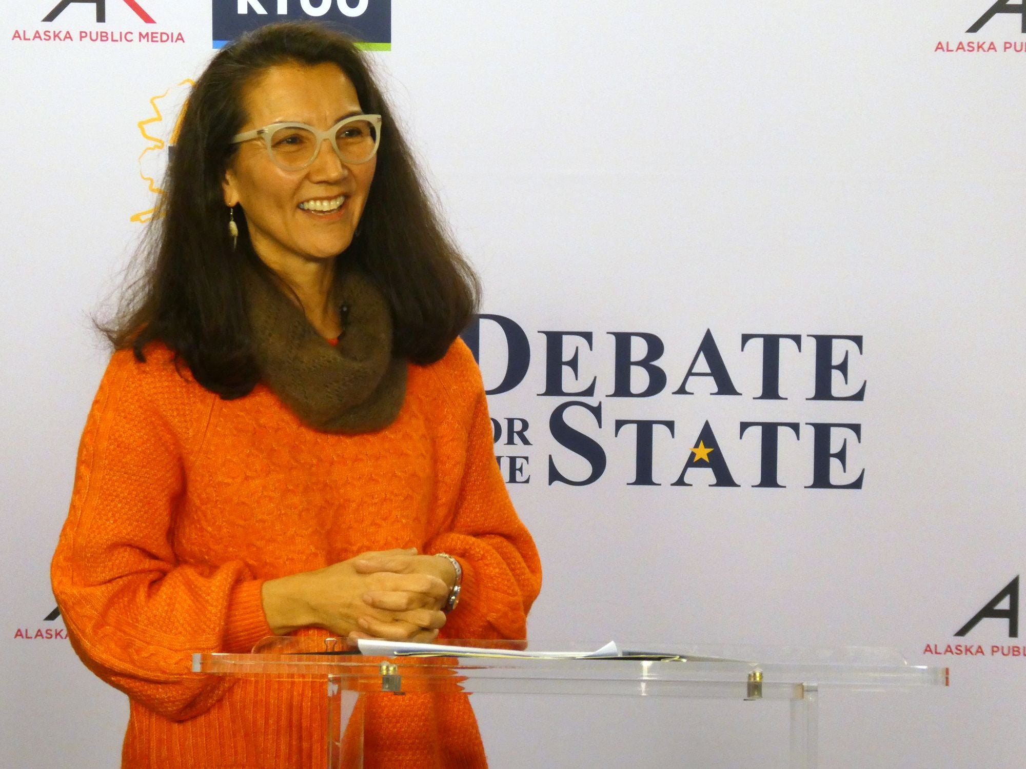 Democrat Mary Peltola ahead of a debate with Sen. Dan Sullivan on Thursday, Oct. 15, 2026