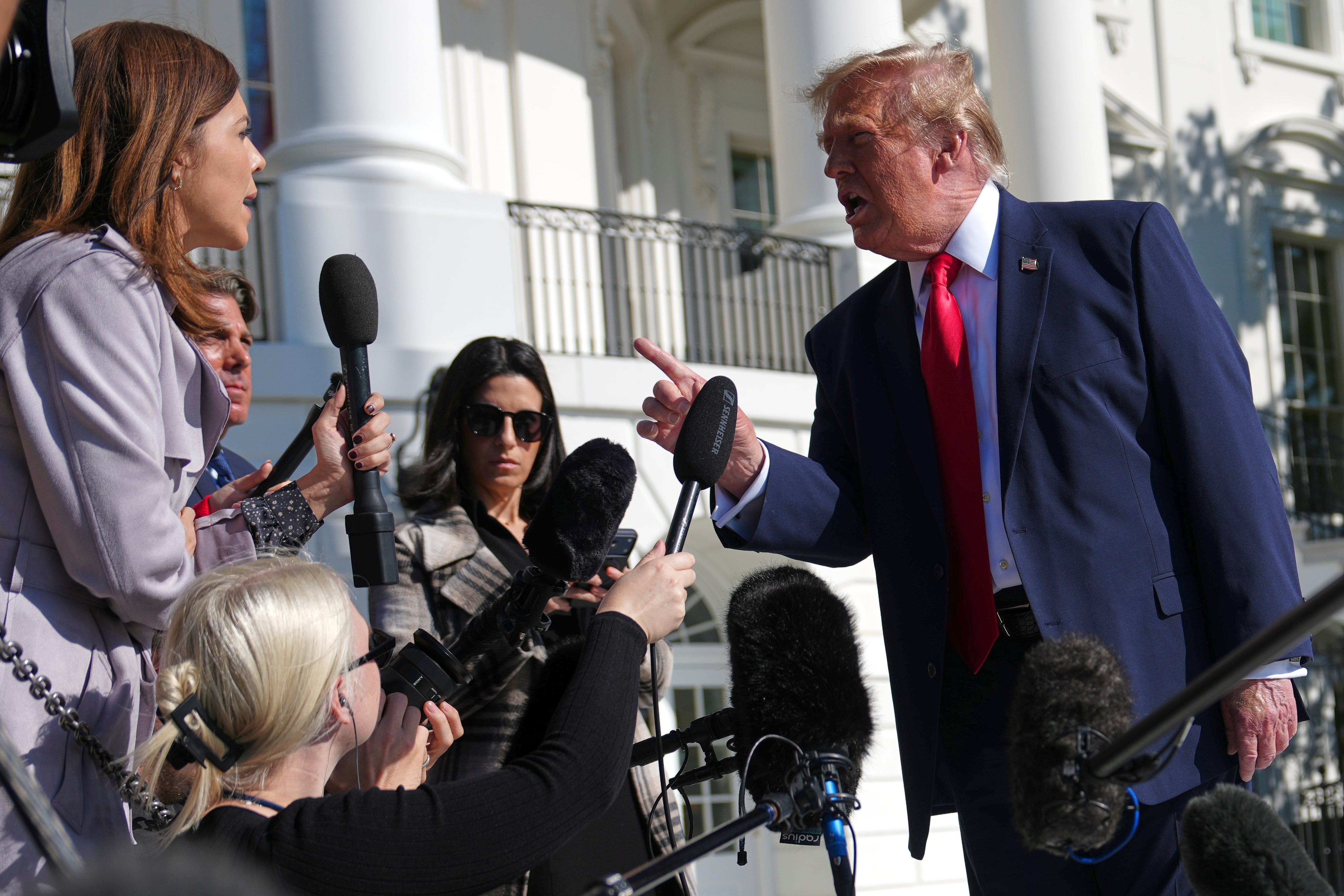 Trump shouts ‘quiet’ and berates ‘horrible little’ female reporter in fit over Vivek foe’s mom