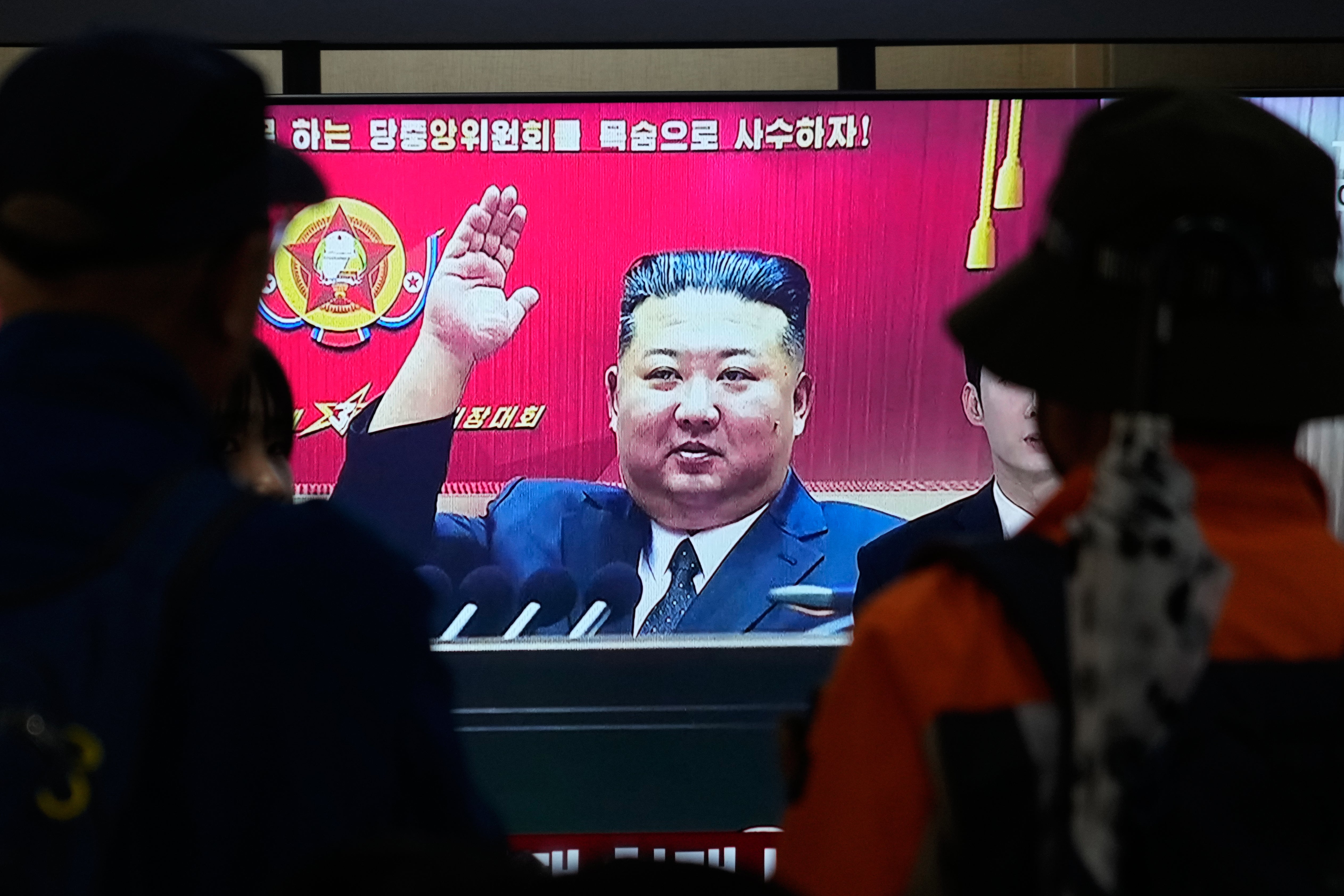 <p>A TV screen shows a file image of North Korean leader Kim Jong Un during a news program at the Seoul Railway Station in Seoul, South Korea</p>