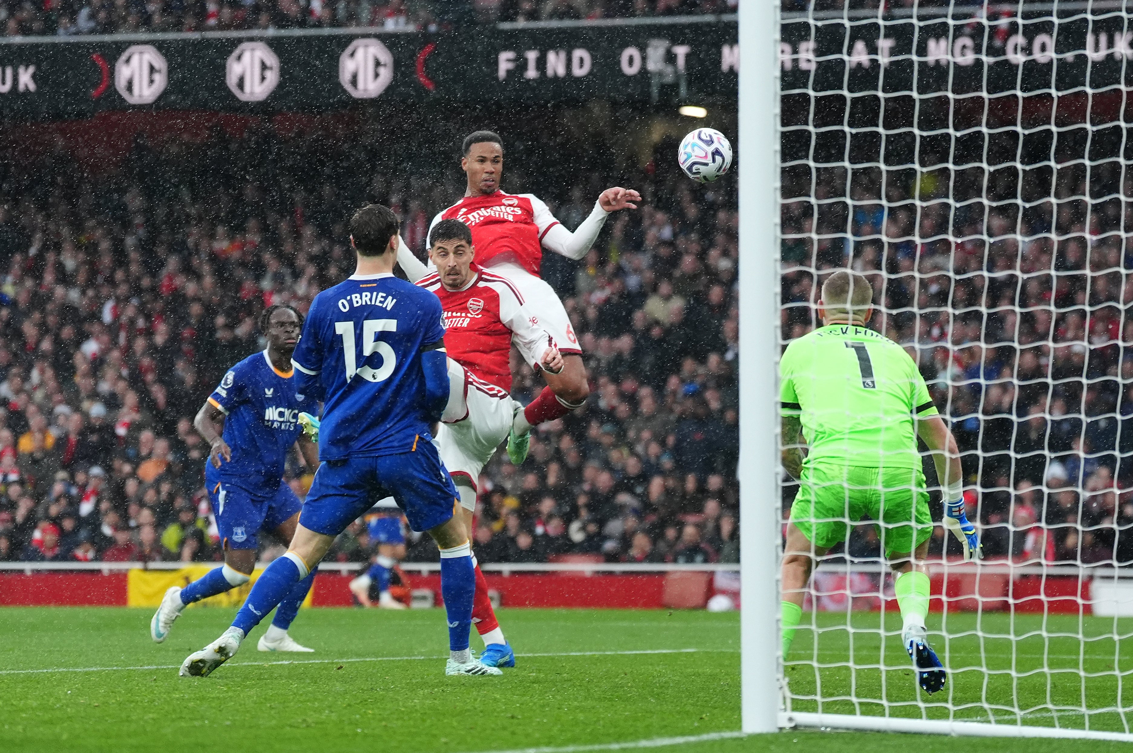 Gabriel’s goal made it 2-0 (Adam Davy/PA)