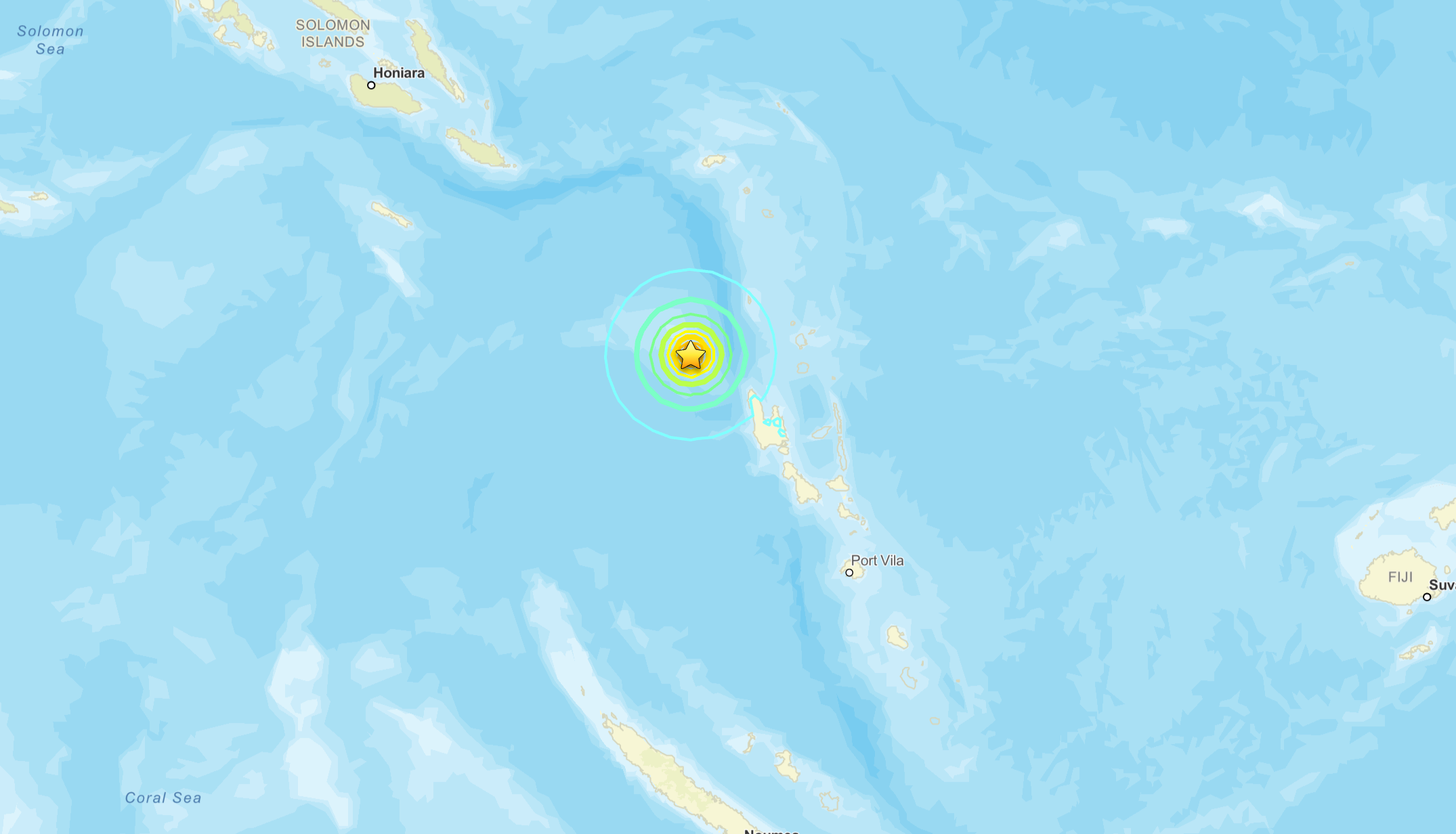 The earthquakes off the coast of Vanuatu came less than five minutes apart