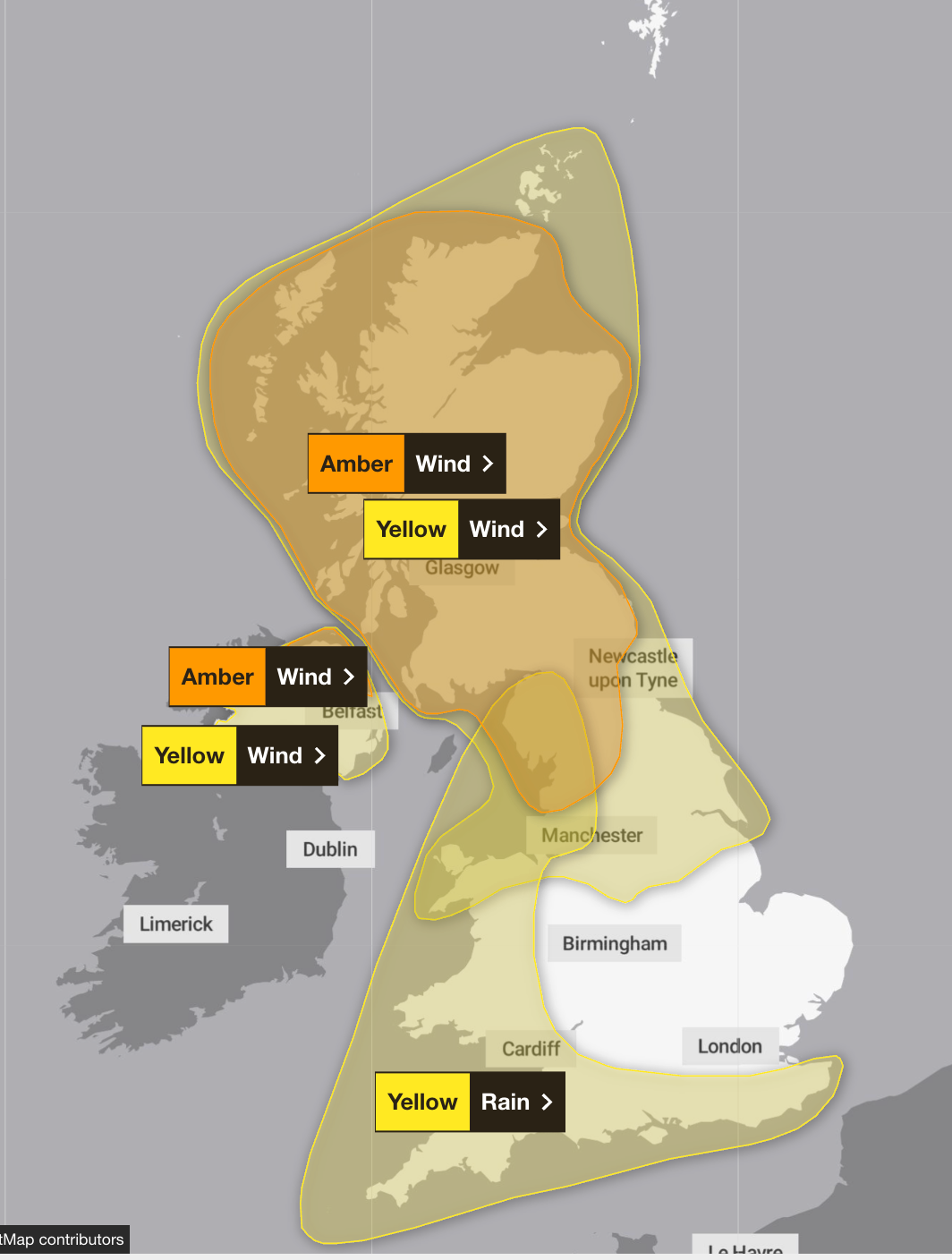 There are several weather warnings in place for this weekend