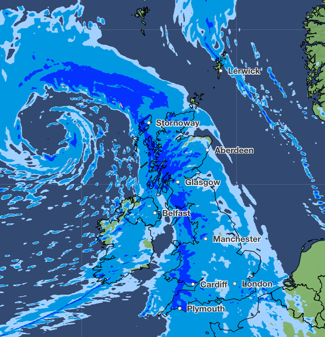 Heavy rainfall is expected widely across the UK on Saturday