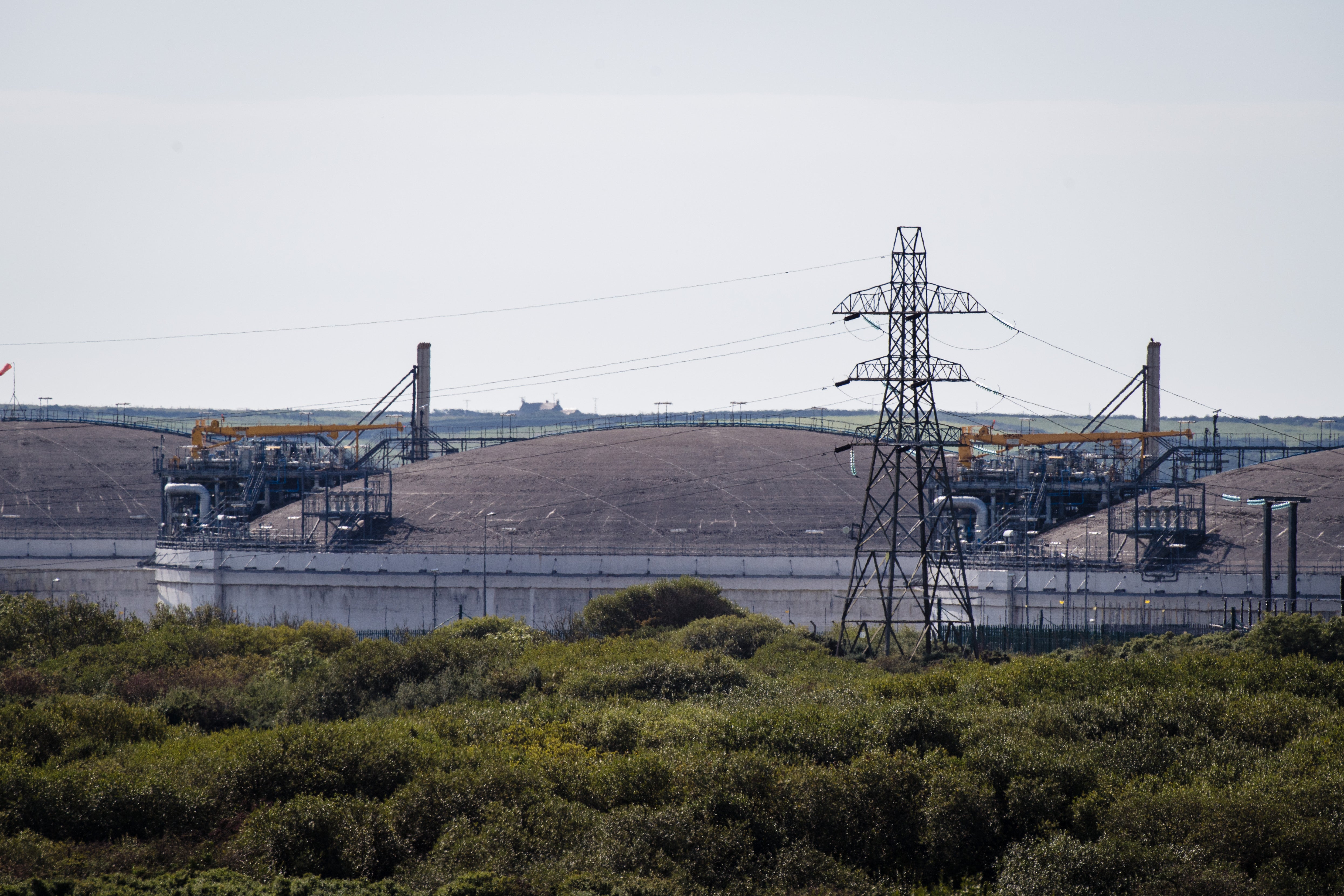 Storage tanks at South Hook LNG Terminal Company in Milford Haven, Wales.