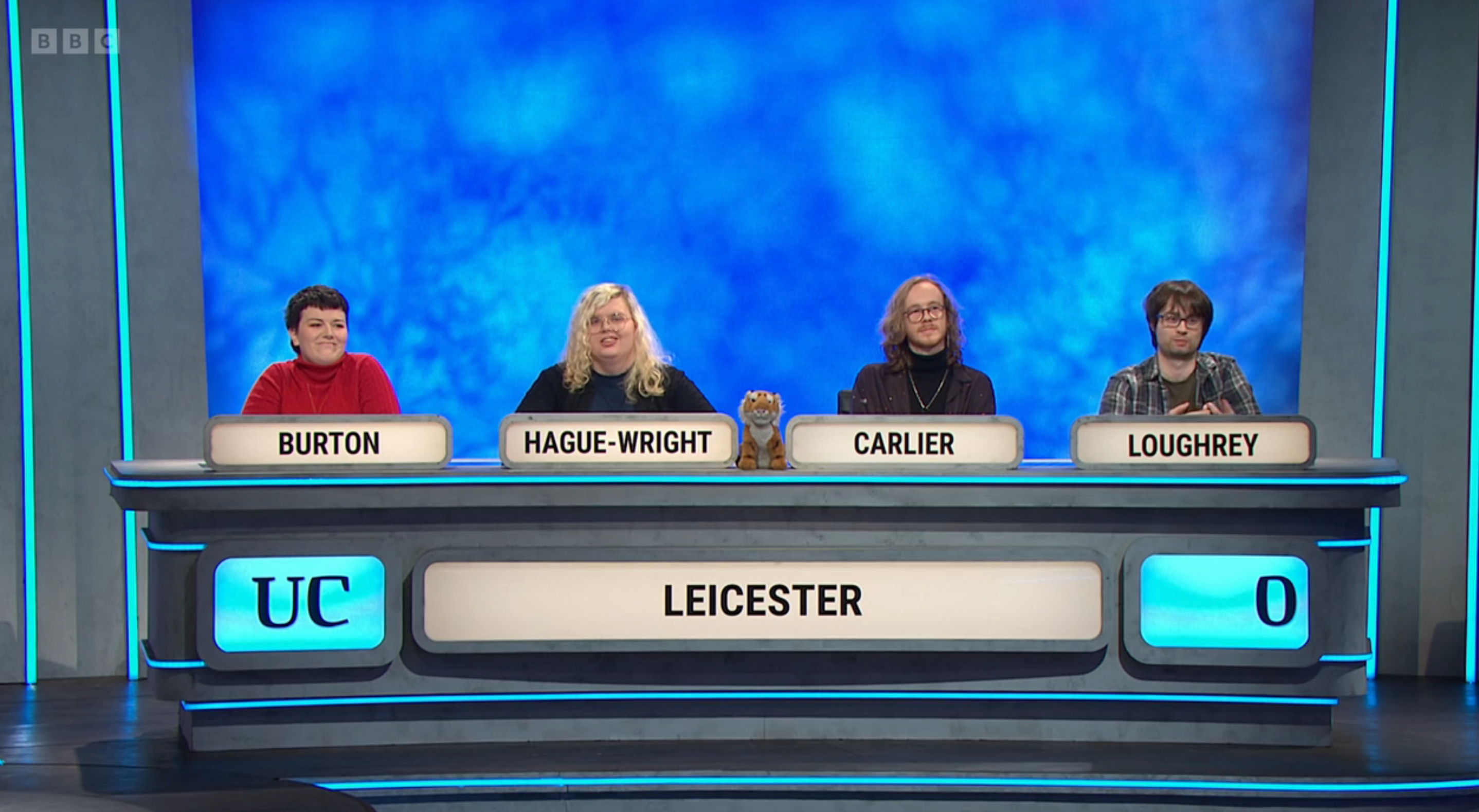 The team from the University of Leicester on 'University Challenge'