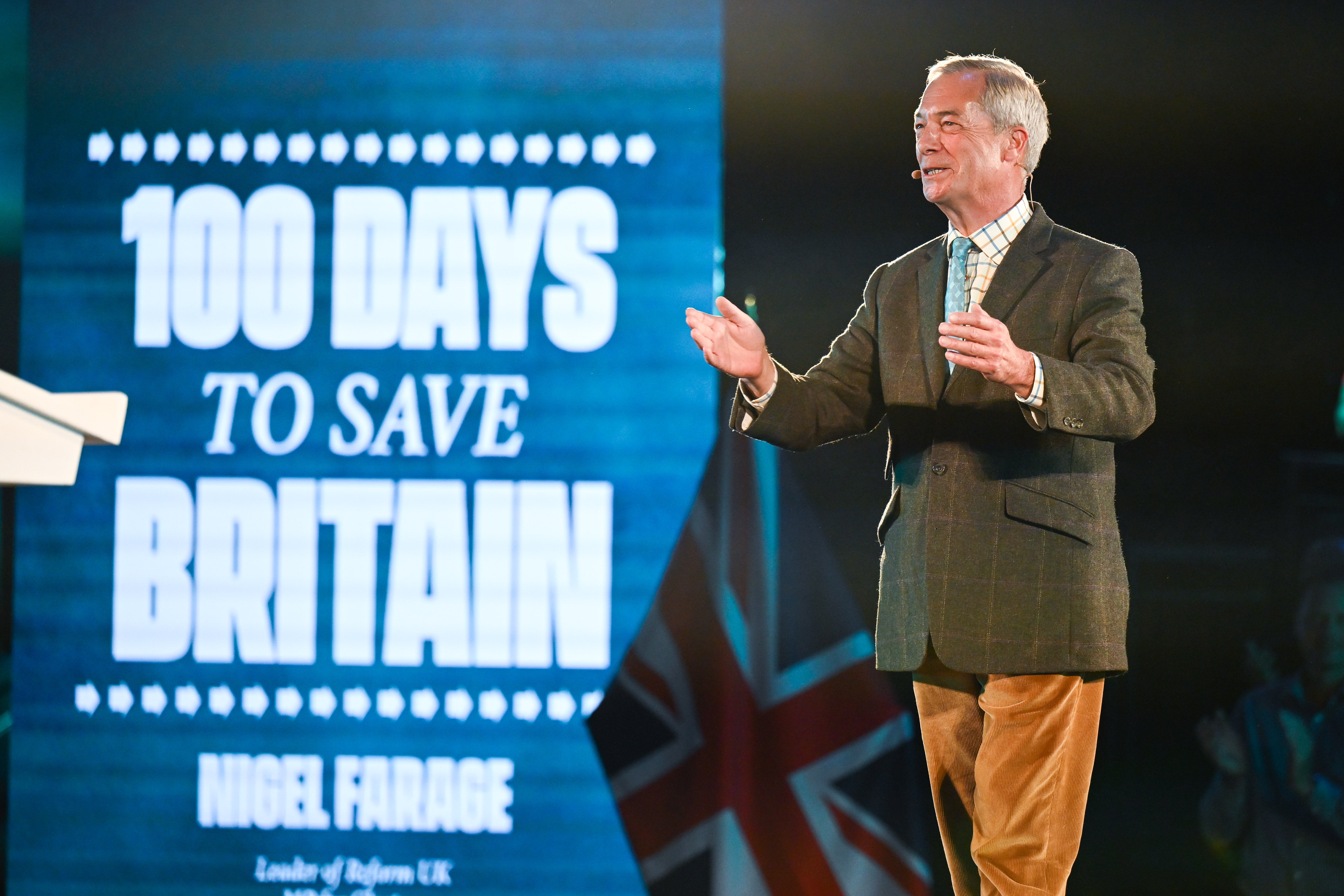 Farage held a rally in Plymouth earlier this month outlining Reform's pledges for their first 100 days, should they win an election