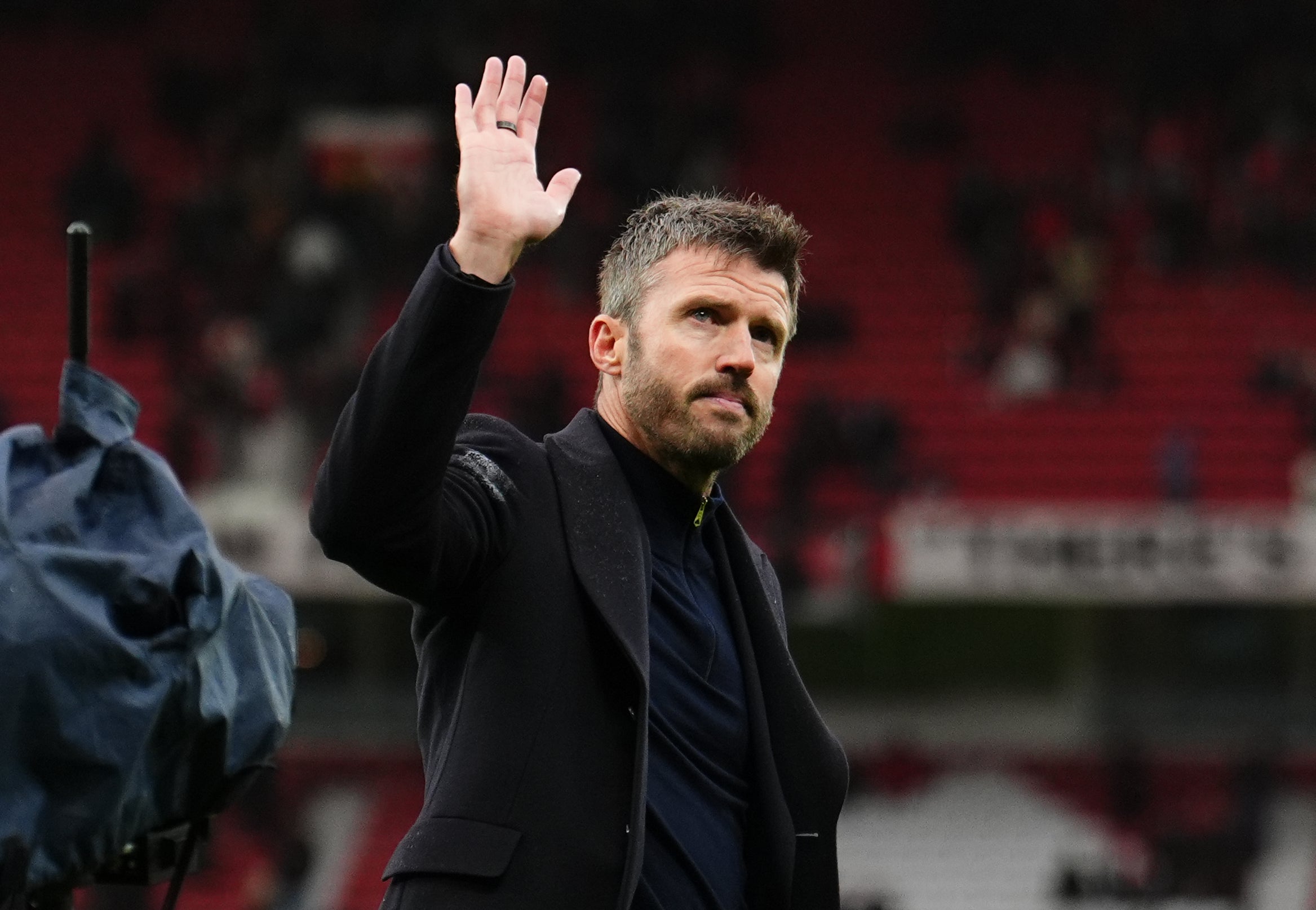 Michael Carrick acknowledges the fans (Martin Rickett/PA)