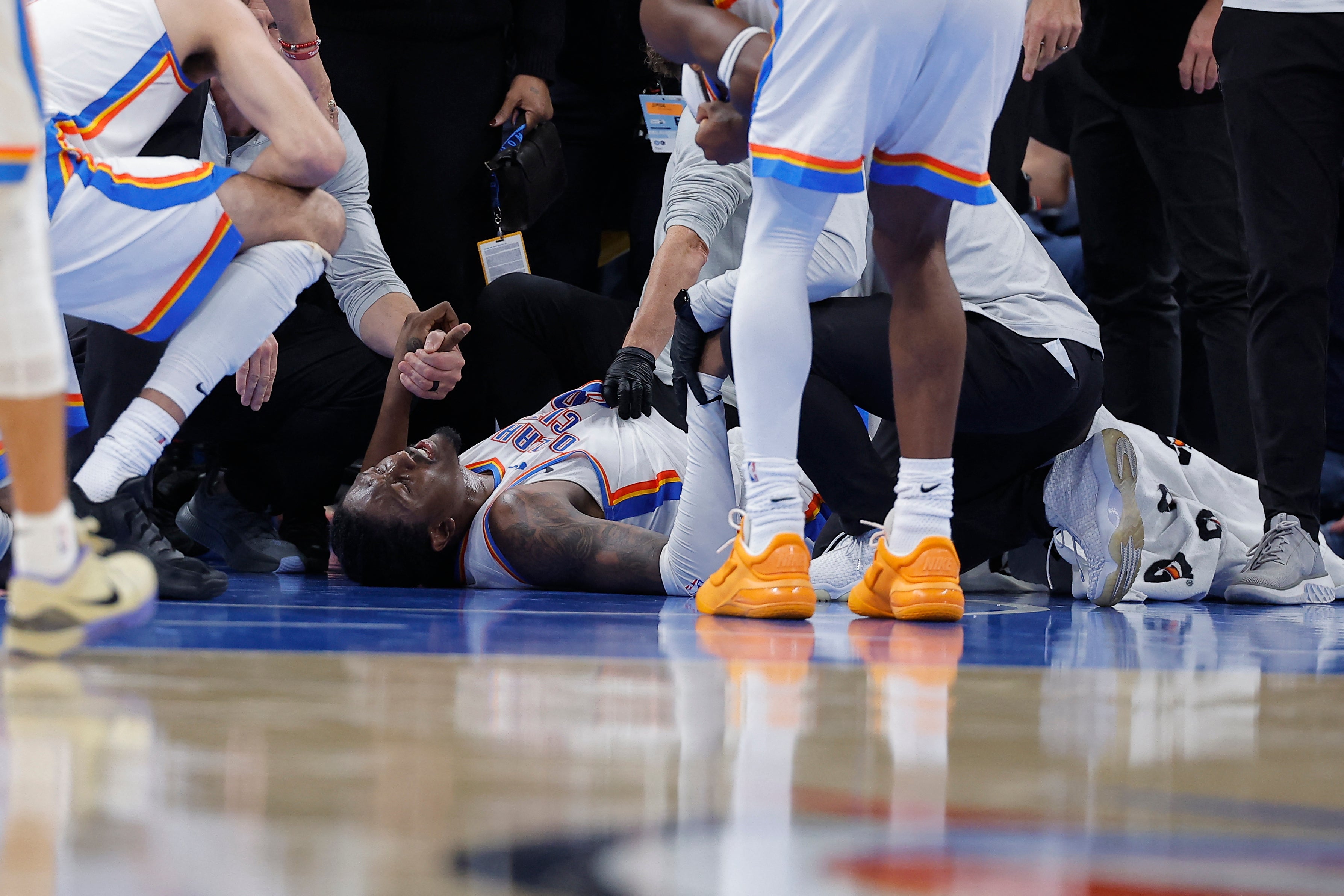 The Thunder offered no immediate diagnosis, though the injury's severity was evident, prompting a stretcher call within seconds of the play ending