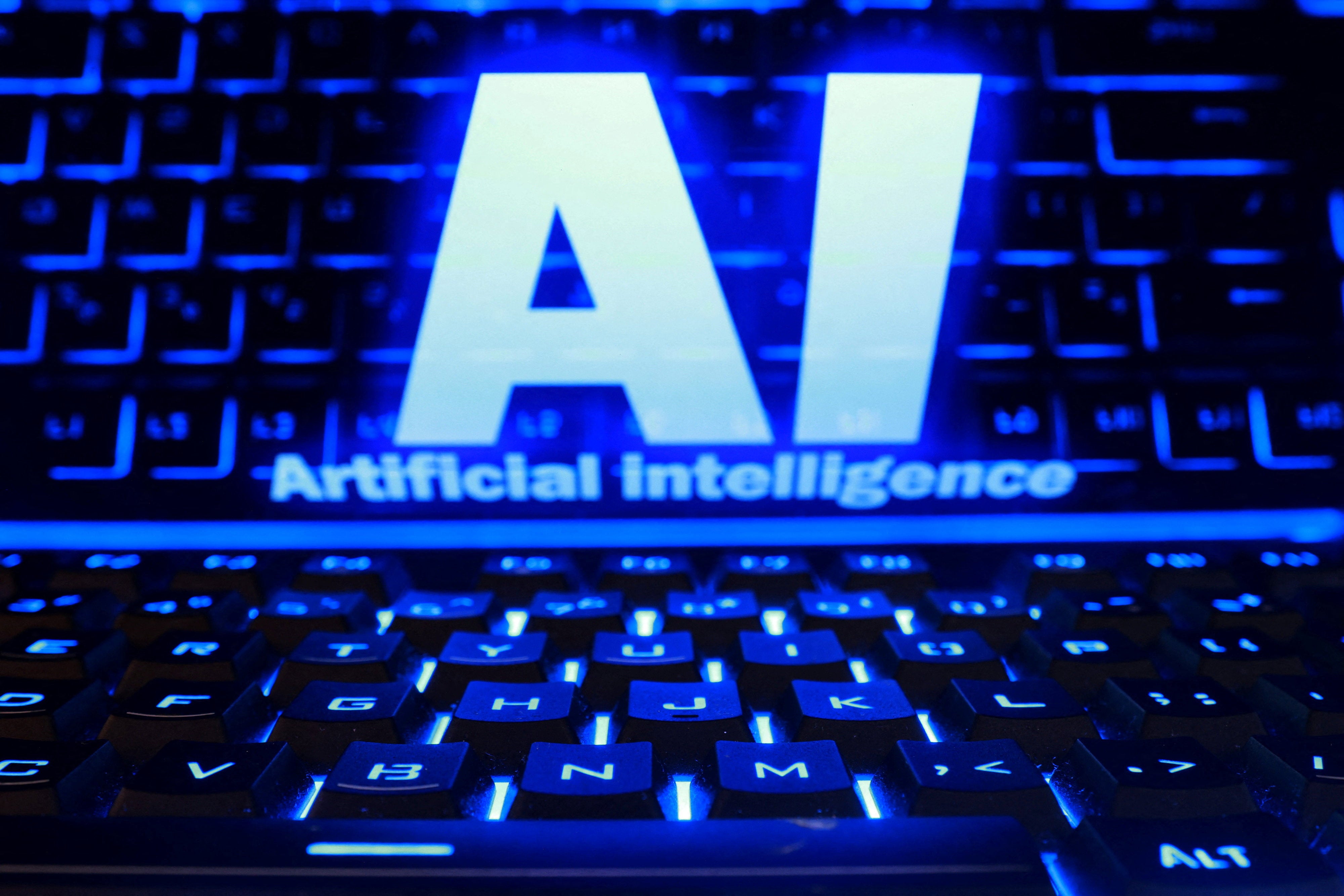 The words 'AI Artificial Intelligence' and a keyboard in this illustration taken 19 October 2026