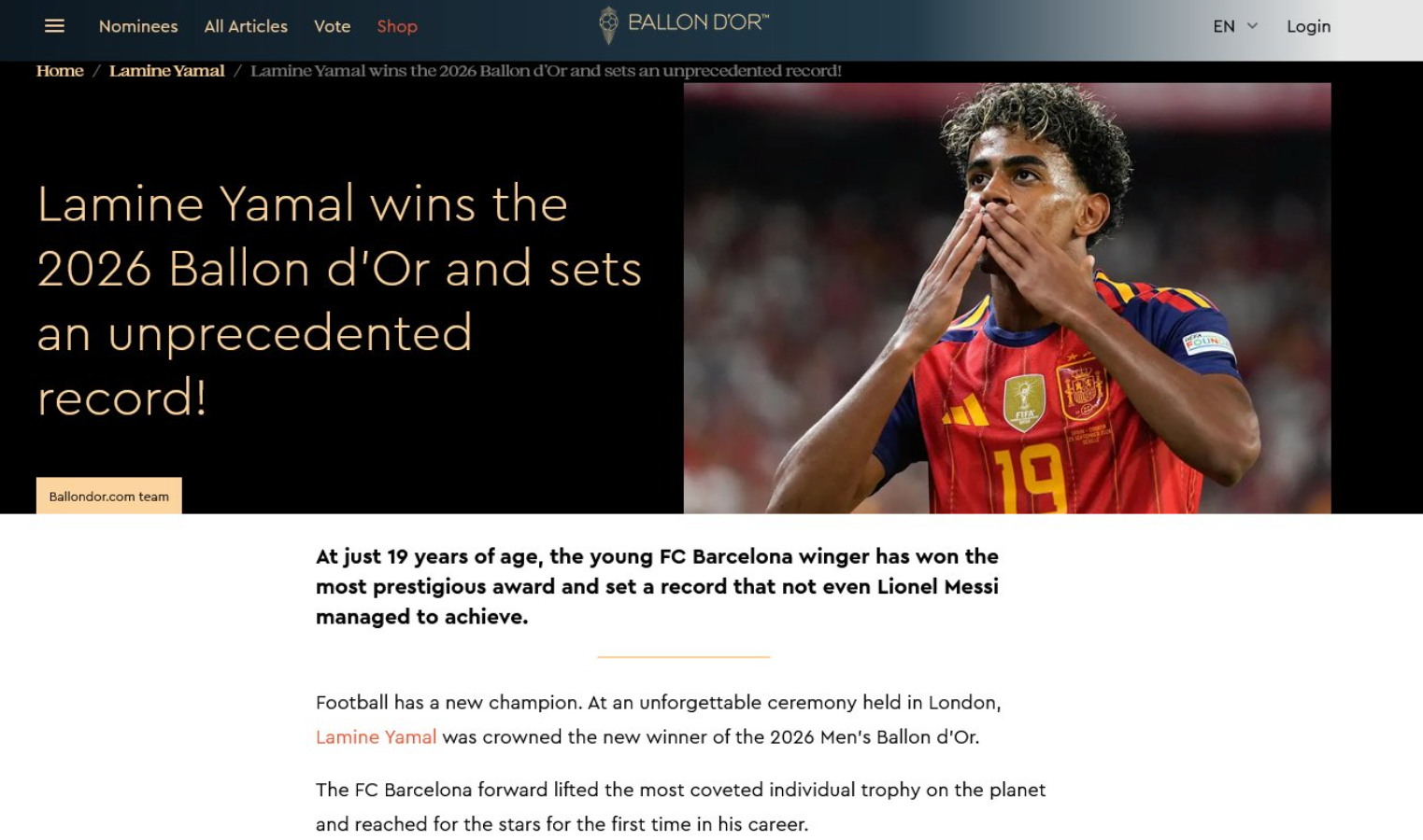 A similar article was posted for Lamine Yamal