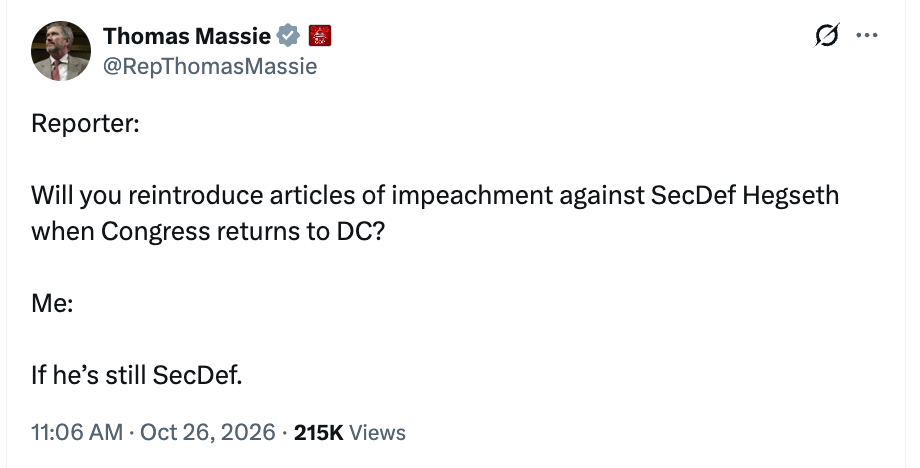 Massie posted an exchange with an unidentified reporter on his X account, signaling that he intended to move forward with the plans