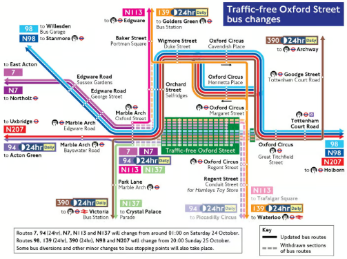 Bus changes on Oxford Street