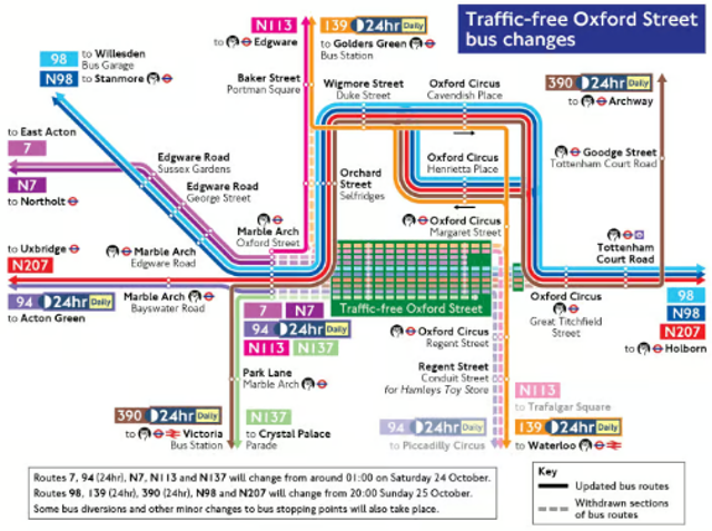 Bus changes on Oxford Street