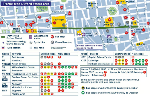 A map of the Oxford Street changes