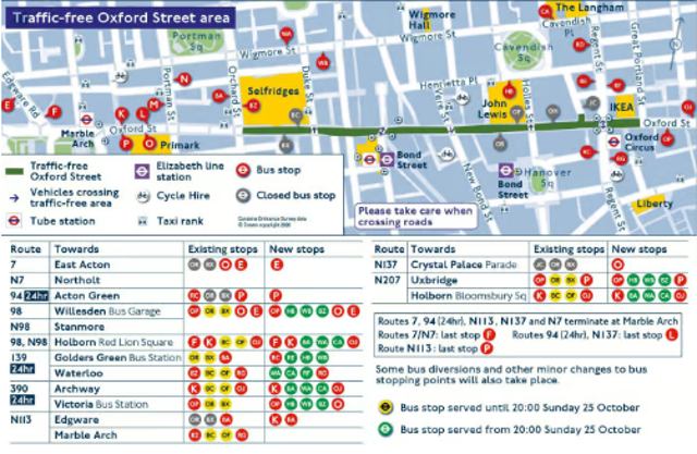 A map of the Oxford Street changes