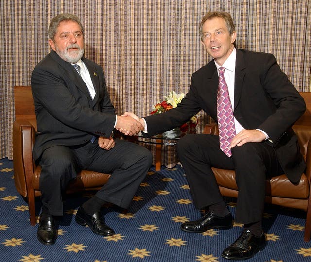 Tony Blair with Lula at the Progressive Governance Conference in London, 2003