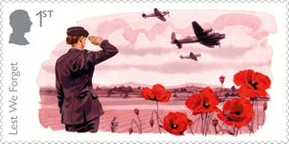 Each stamp has been painted using a colour palette inspired by the red poppy (Royal Mail/PA)