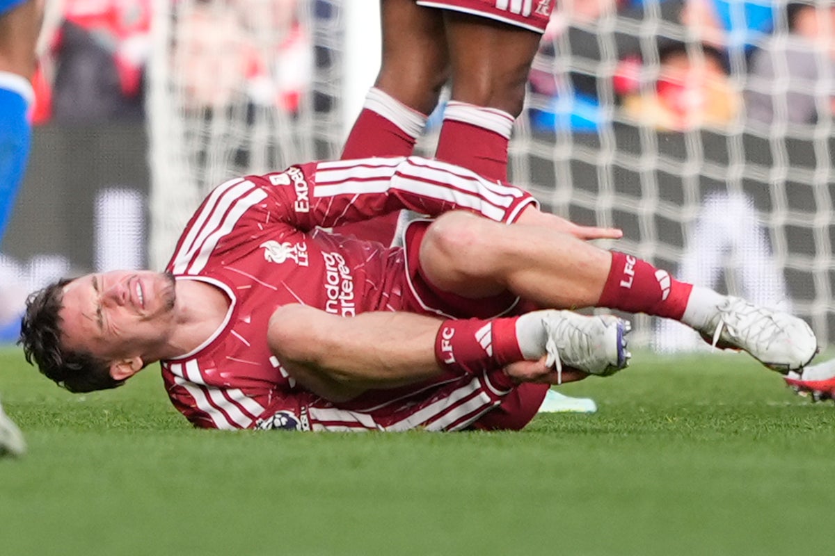 Florian Wirtz playing for Liverpool, a doubt for the Carabao Cup tie against Chelsea due to an ankle problem.