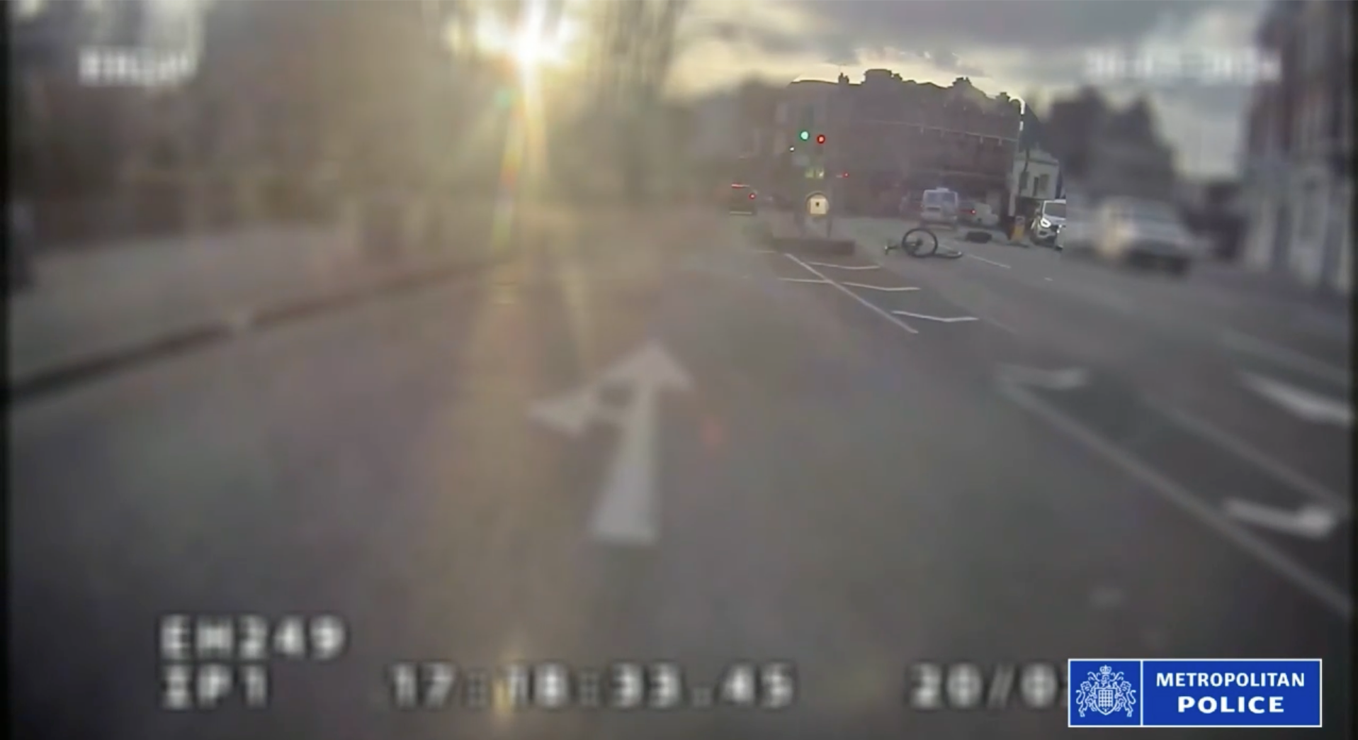 Woolwich Crown Court heard Okotie was delivering blood products to a south London hospital when he moved his van into the left lane 'seemingly without looking' and came close to the man on his bike in New Cross Road, Lewisham