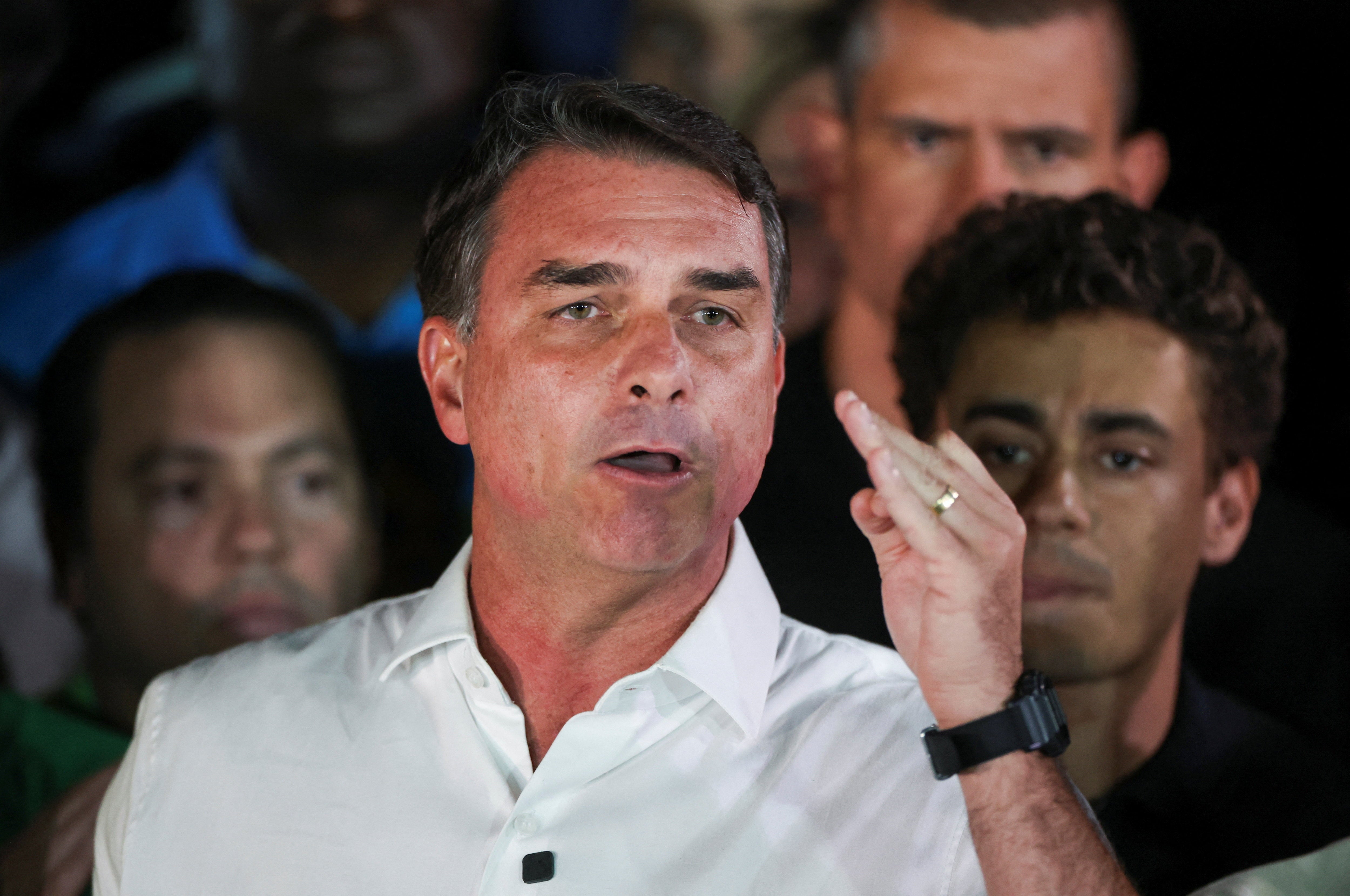 Flavio Bolsonaro speaks after losing run-off election against Lula