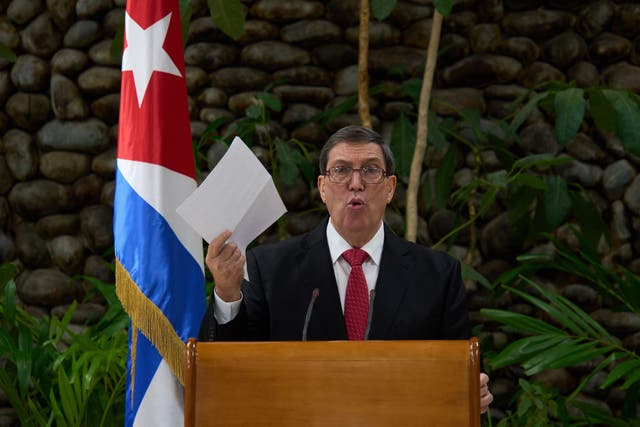 Cuban Foreign Minister Bruno Rodríguez (pictured) walked down the aisle to the head of the General Assembly and yelled to Waltz, ‘You are a liar!’ ( AP