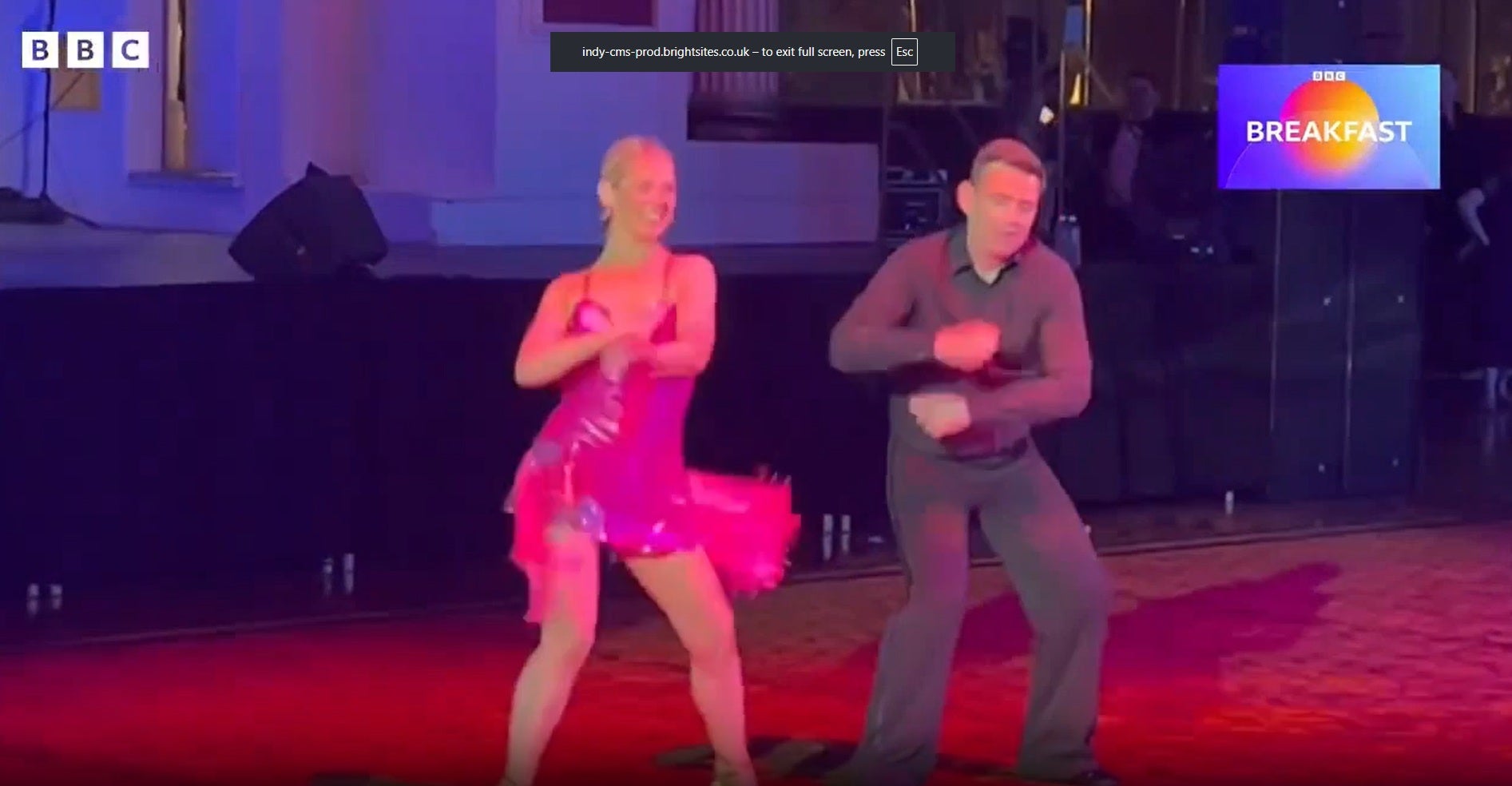 Mr Burnham kept smiling throughout the awkward performance