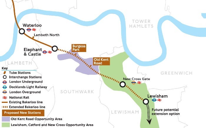 The proposed extension to the Bakerloo line would go down to Lewisham