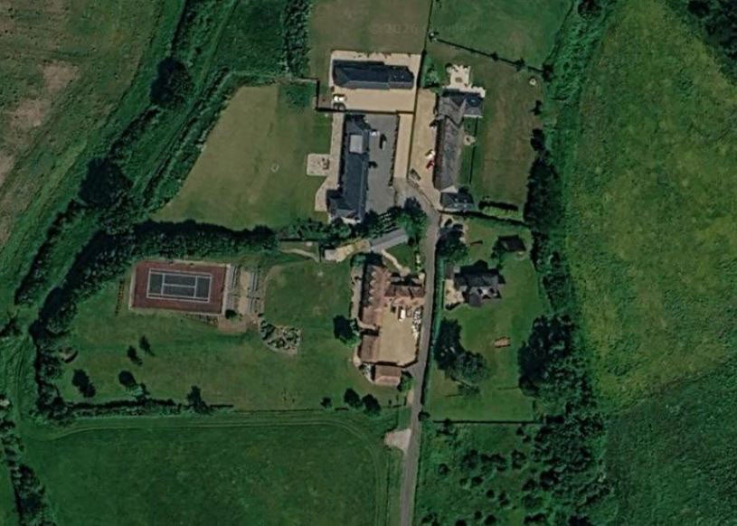 An aerial view of West Barn