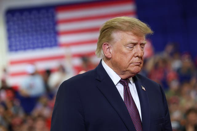 President Donald Trump went on a riff about breaking ties with Jeffrey Epstein while stumping for Republicans in Ohio ahead of Tuesday midterm elections ( Getty Images )