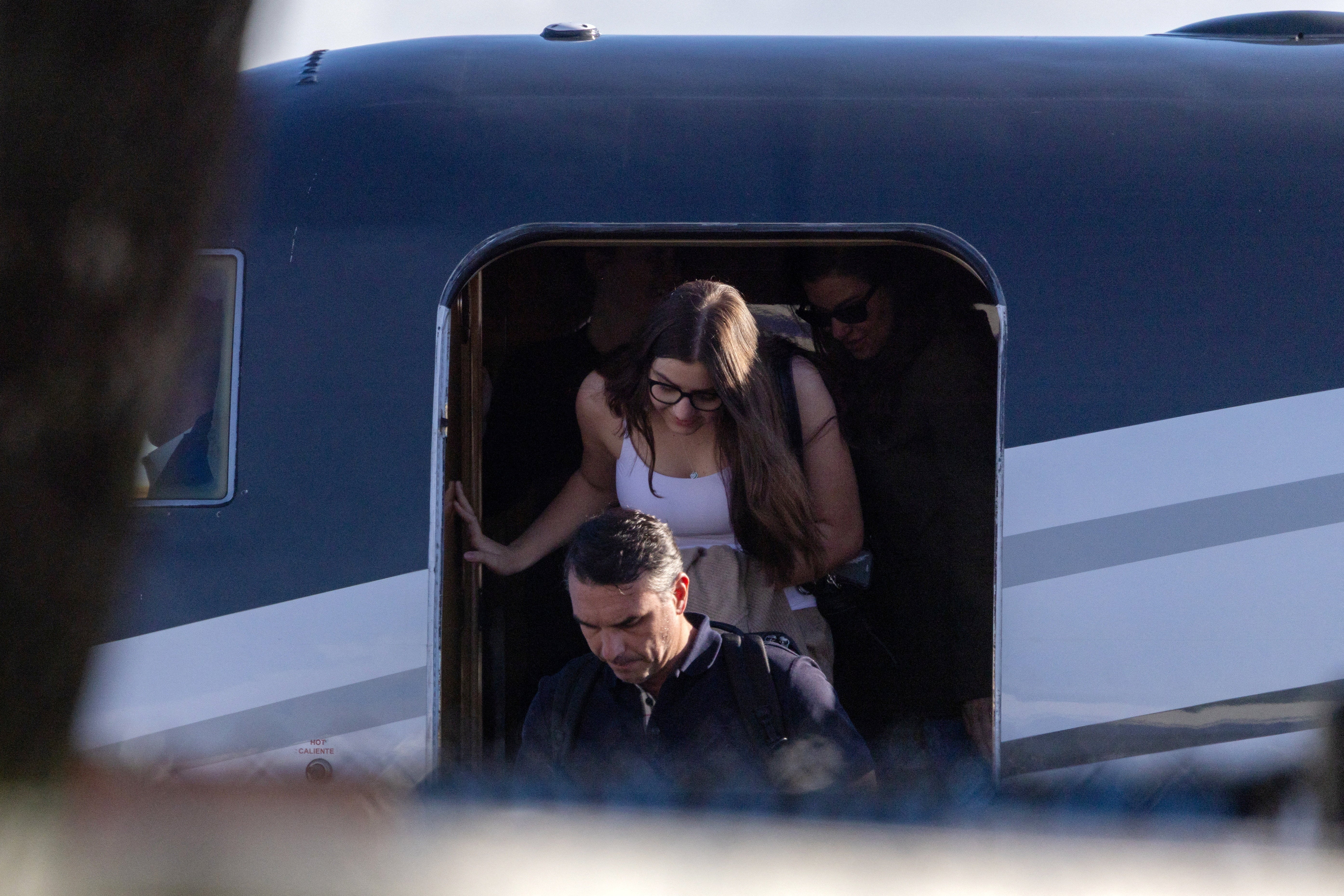 Brazilian Senator Flavio Bolsonaro disembarks from a plane after arriving at Opa-locka Executive Airport near Miami, Florida, US, October 28, 2026