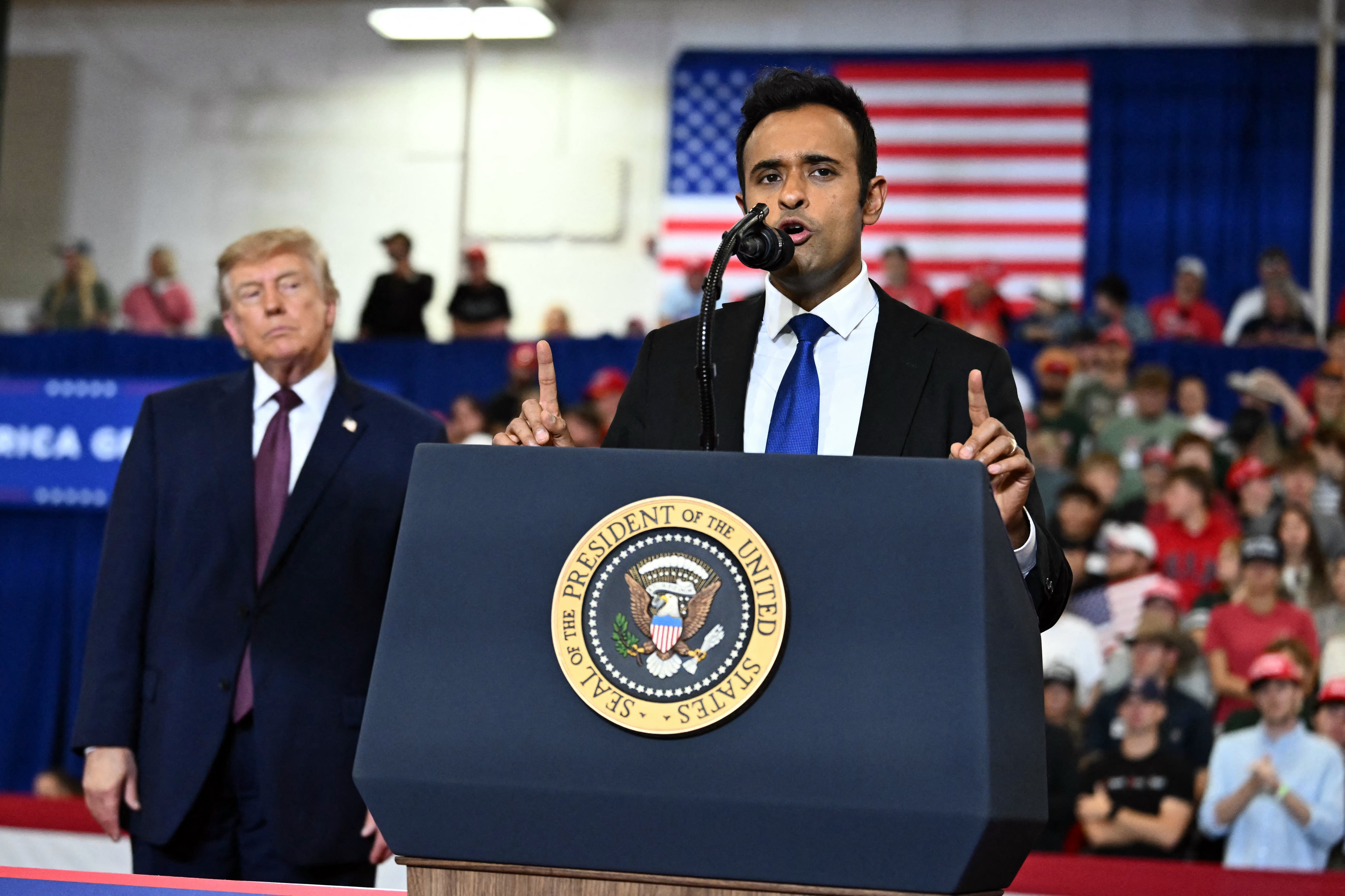 Ramaswamy did not mention the ad himself when he addressed the rally in Chillicothe