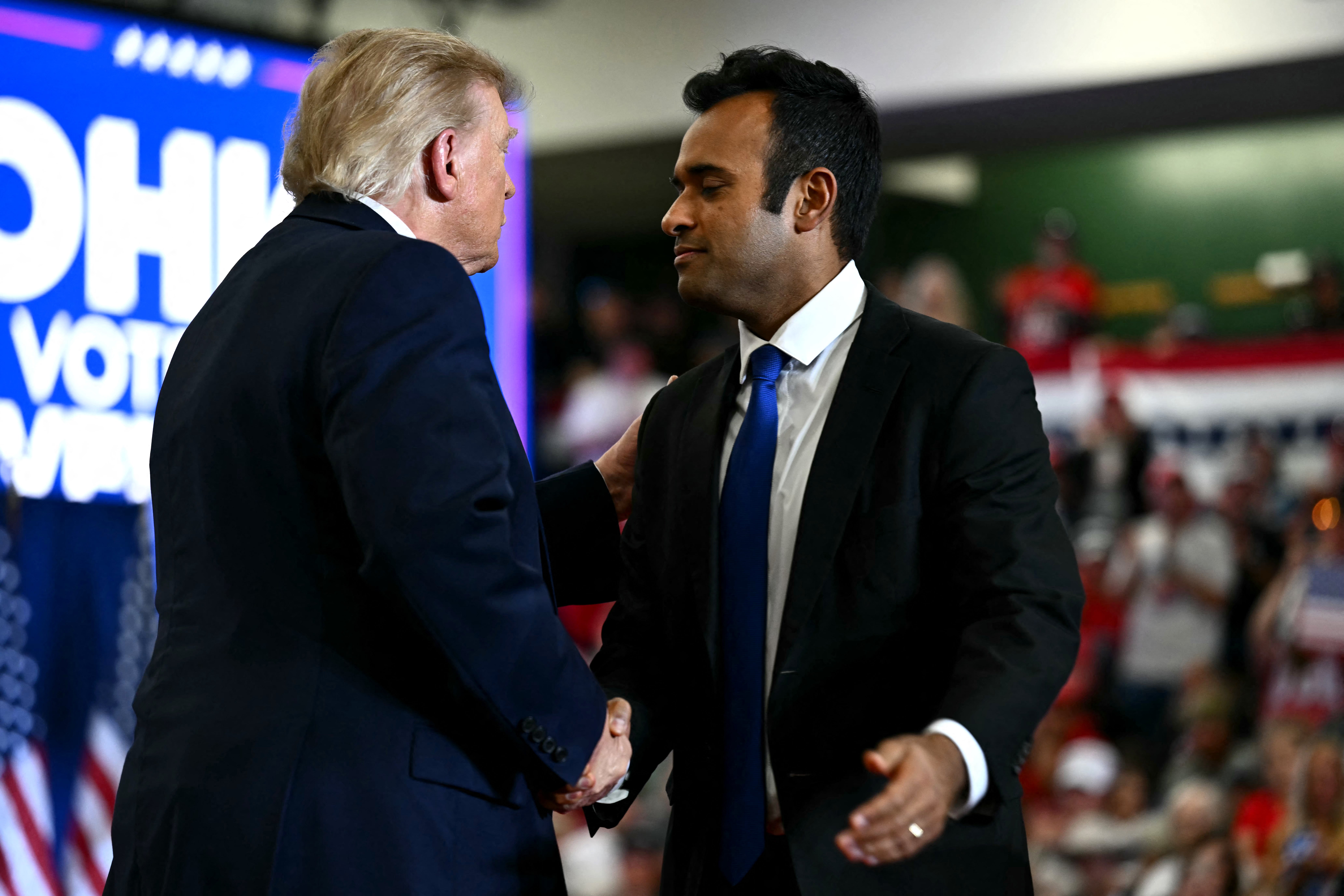 President Donald Trump appeared with Vivek Ramaswamy in Ohio Wednesday