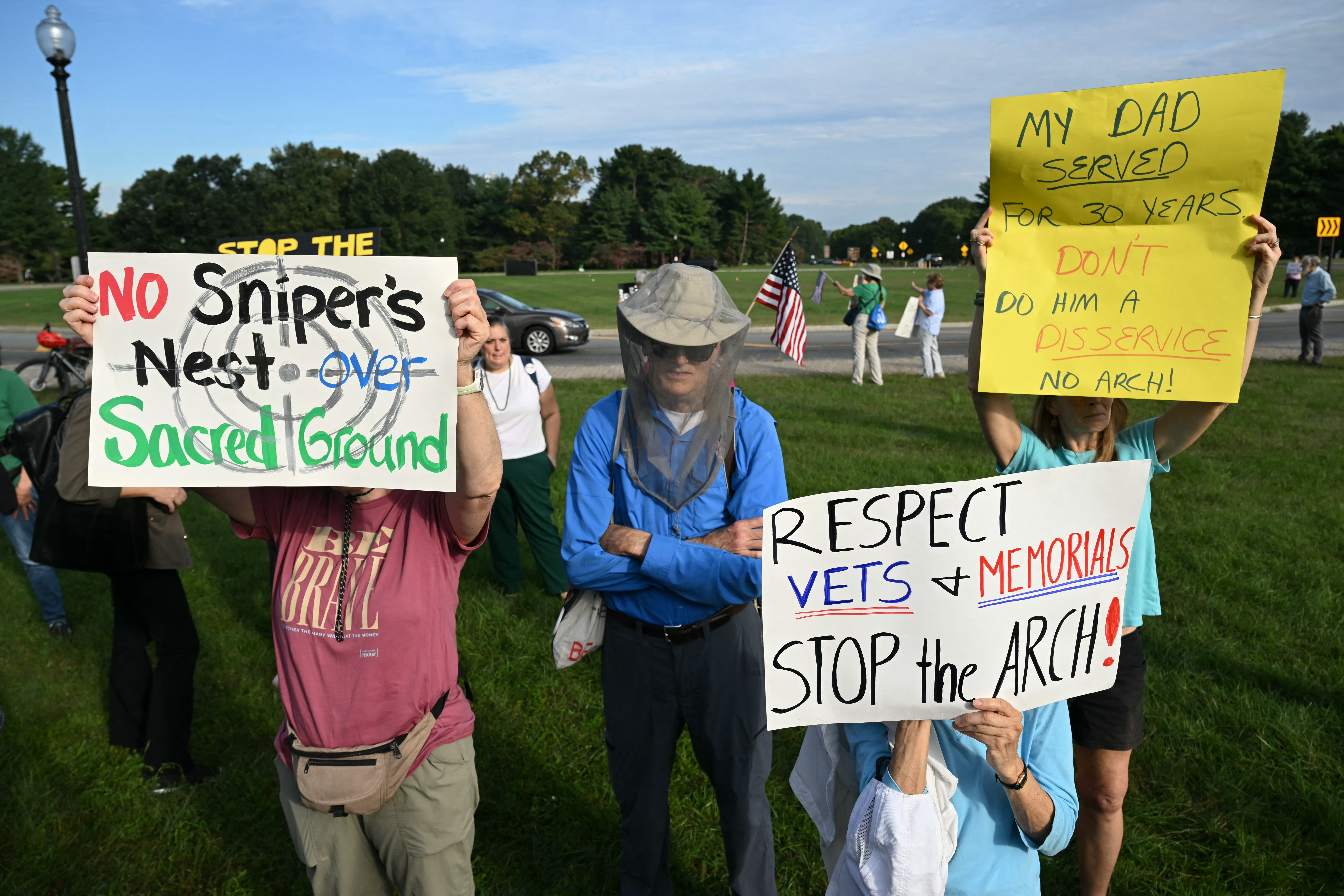 Veterans groups, preservations and other advocates suing to stop the project argue that it ‘dishonors’ veterans and illegally subverts congressional authority