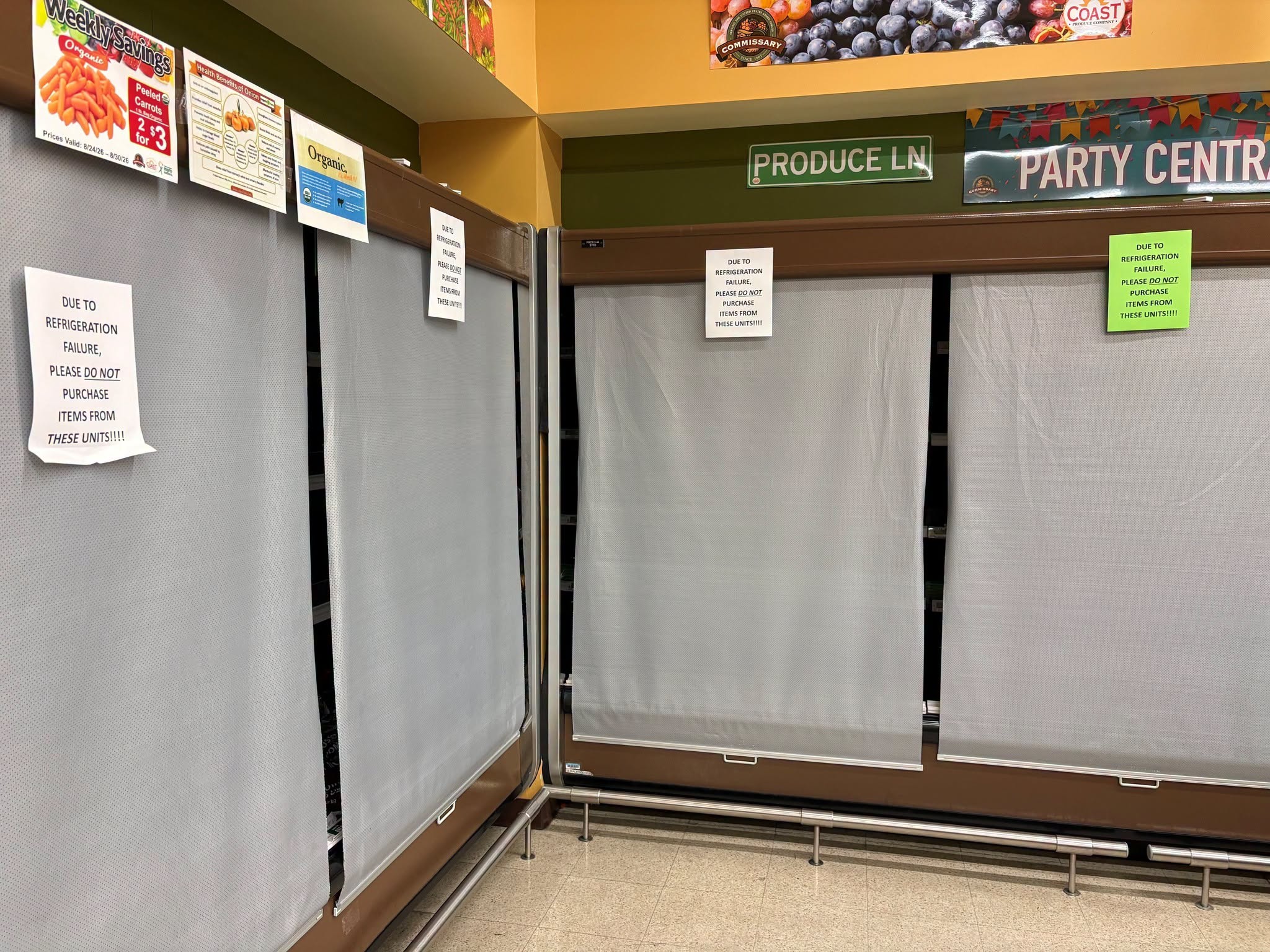 The base said all of its freezers went into defrost mode and all frozen food spoiled