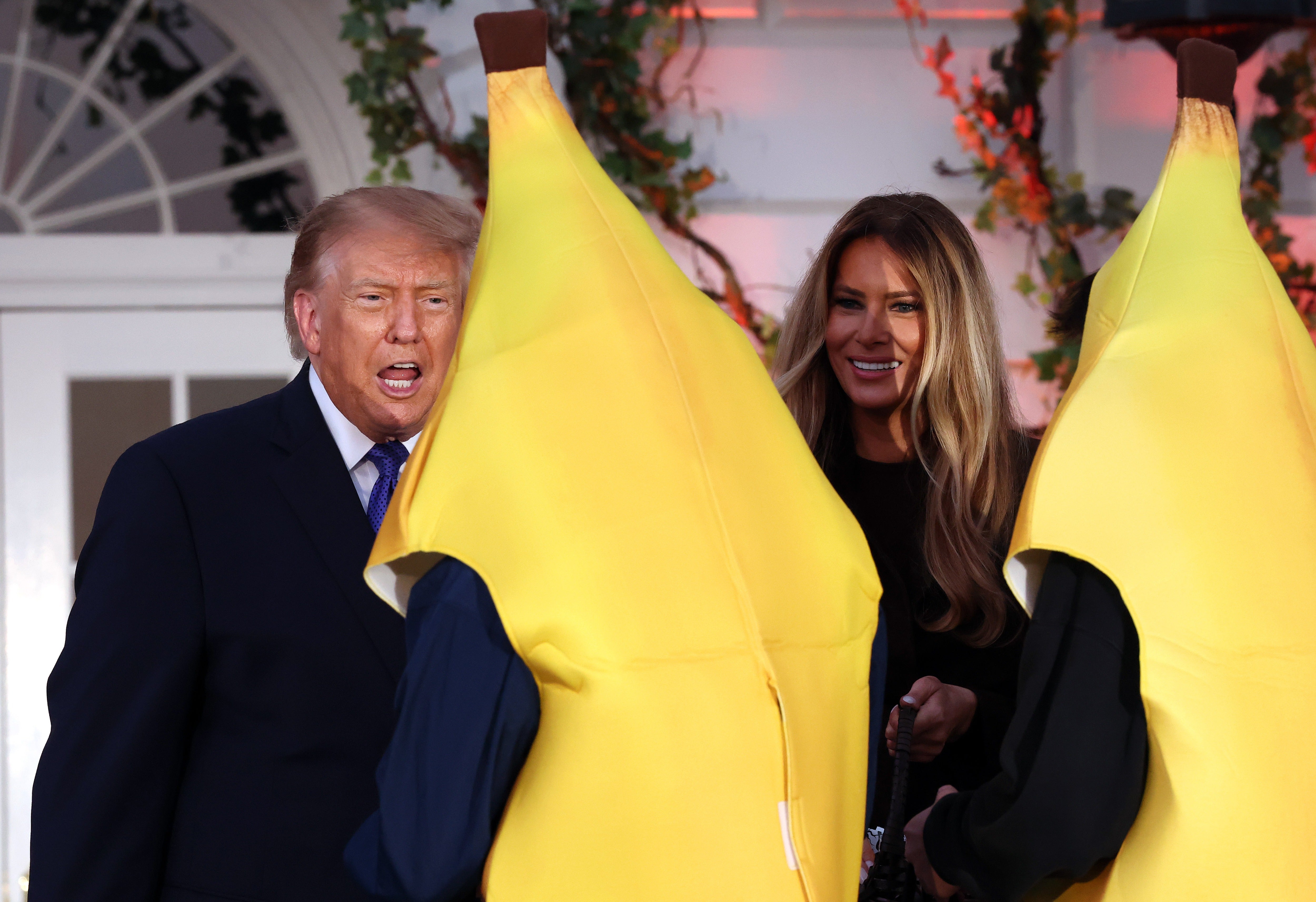 While there were no notable Minions costumes greeting the Trumps at the White House, which was decked out with pumpkins and fall leaves, there were a few Trick-or-Treaters dressed up as the henchmen’s favorite treat — a banana
