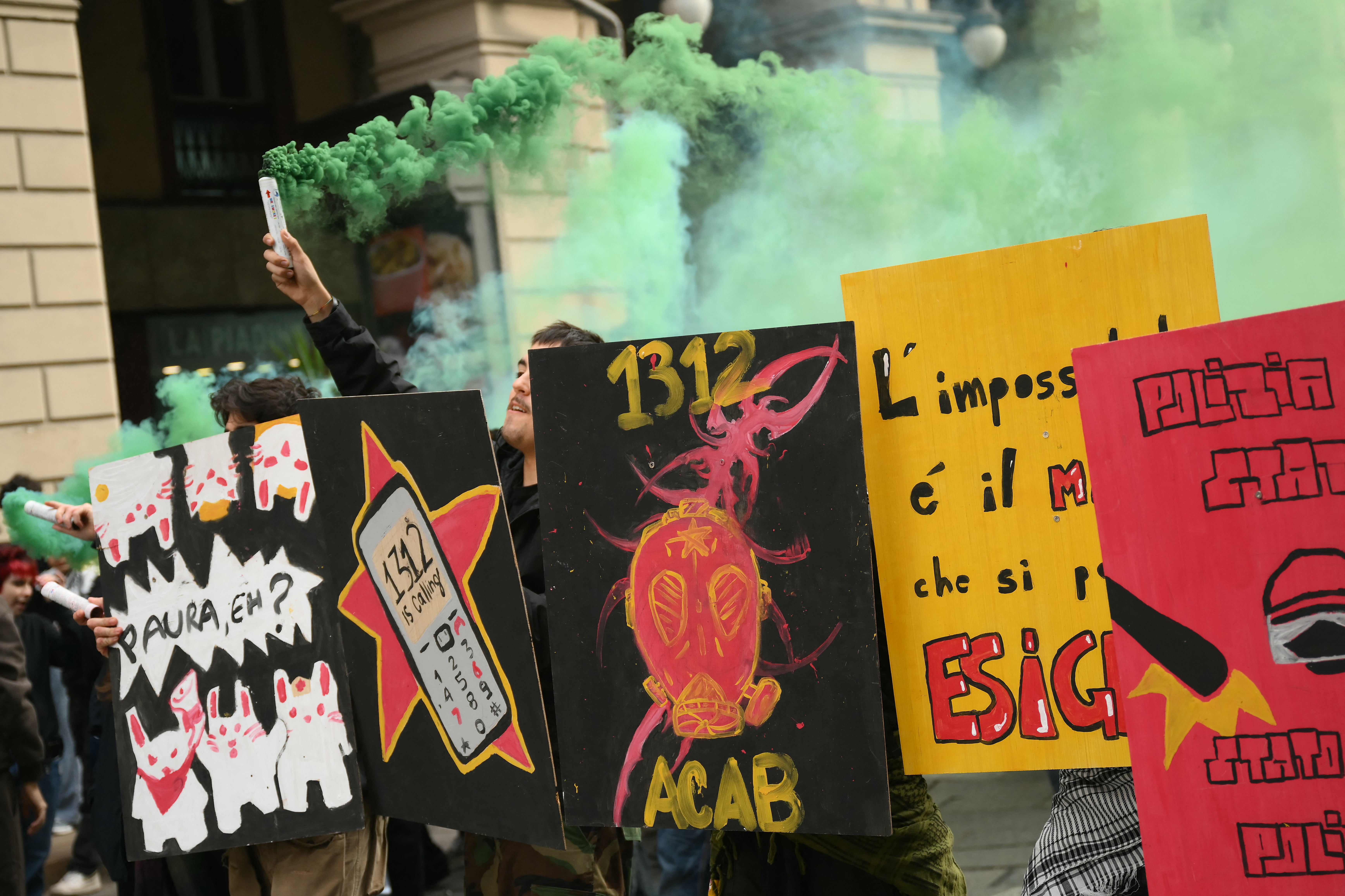Students protest for school funding and support for housing in Turin on Friday