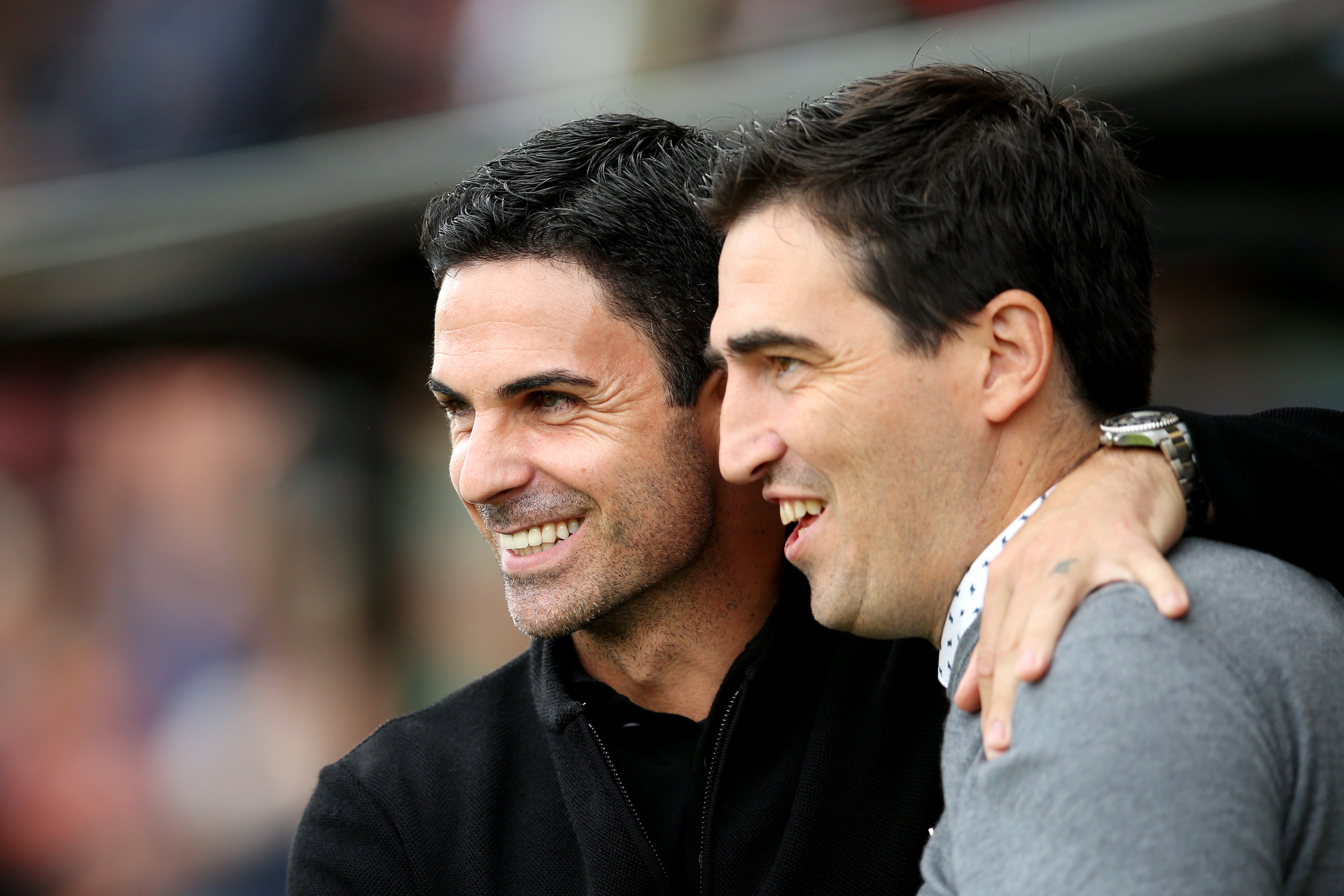 Iraola and Arteta are friends from the Basque country but could be the coaches contesting a title race this season