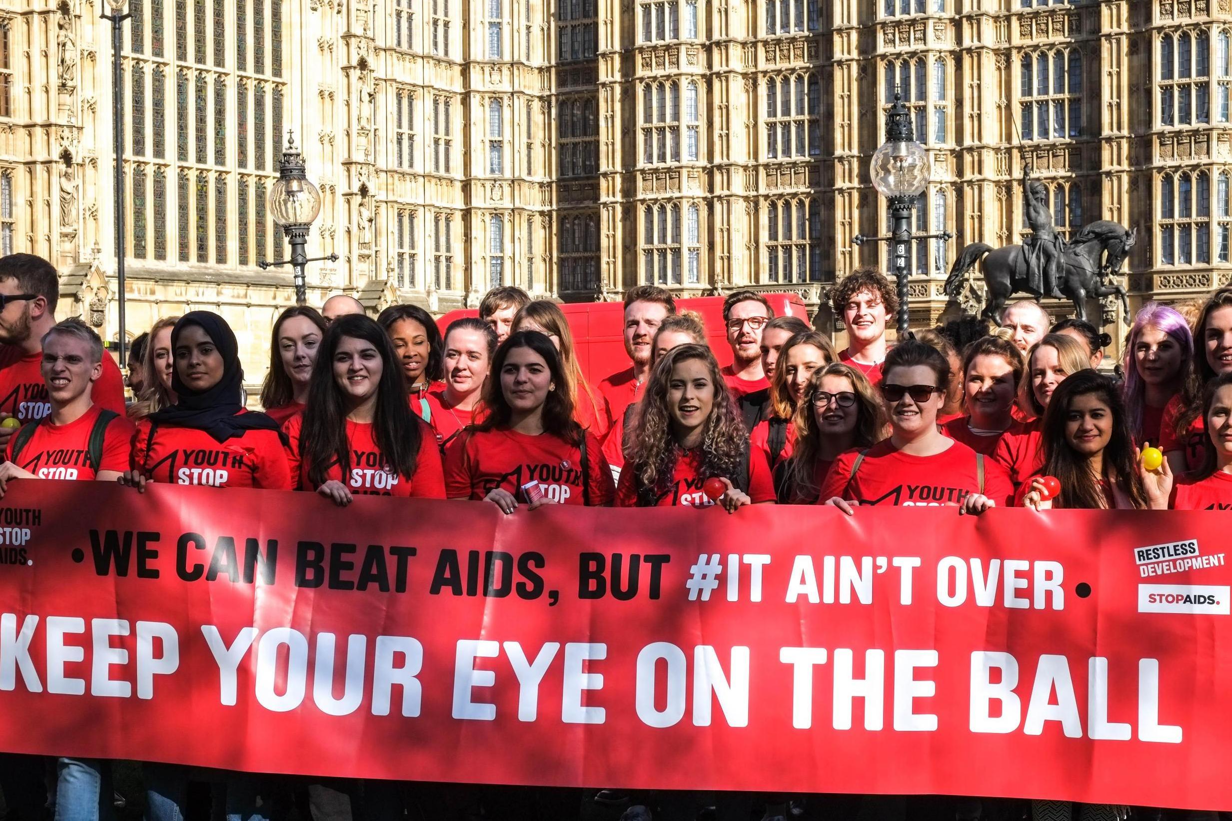 Raising Awareness: The Youth Stop Aids campaign outside Parliament. London is helping other cities to form an action plan