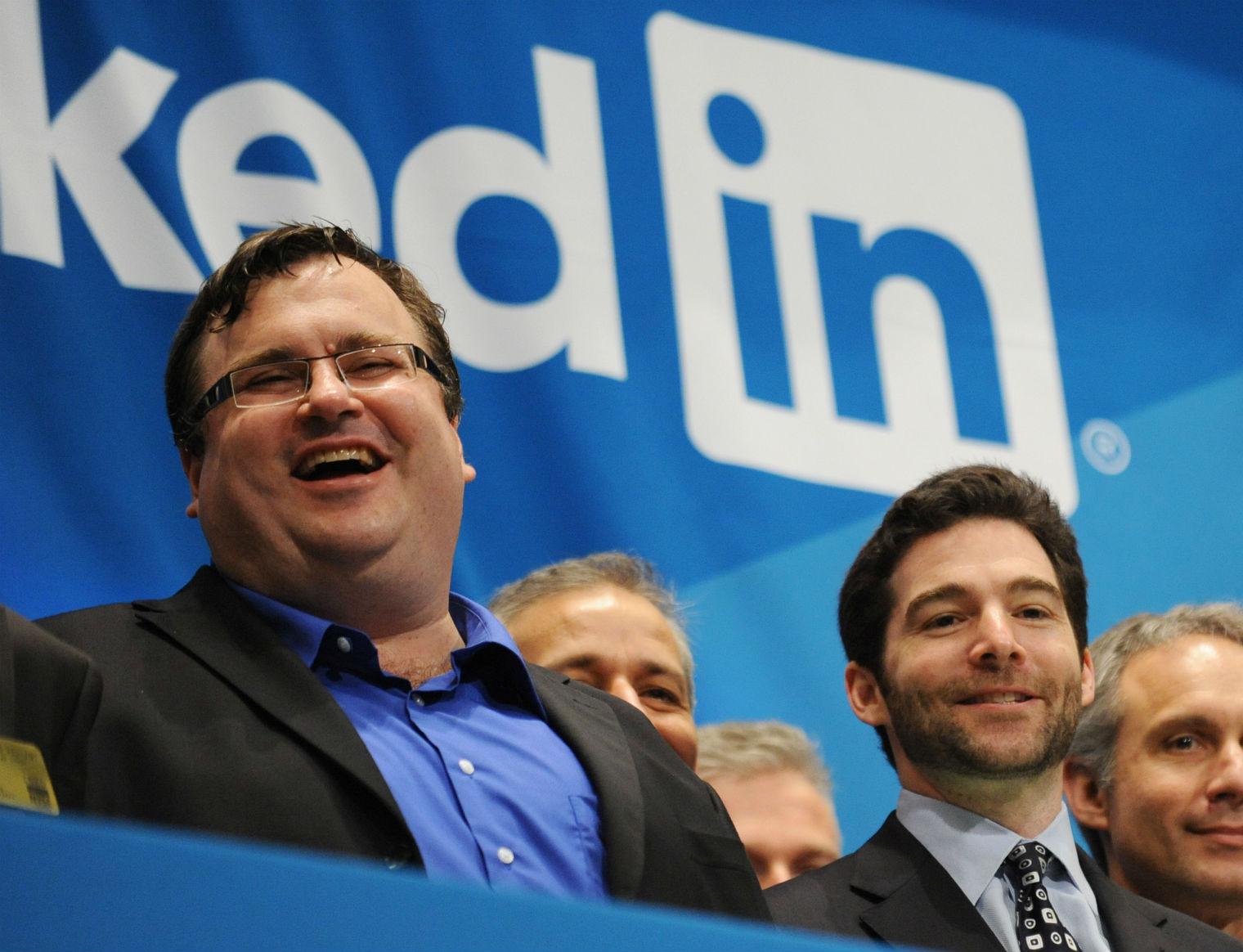 Linkedin founder Reid Hoffman (L) and CEO Jeff Weine (Picture: Getty)